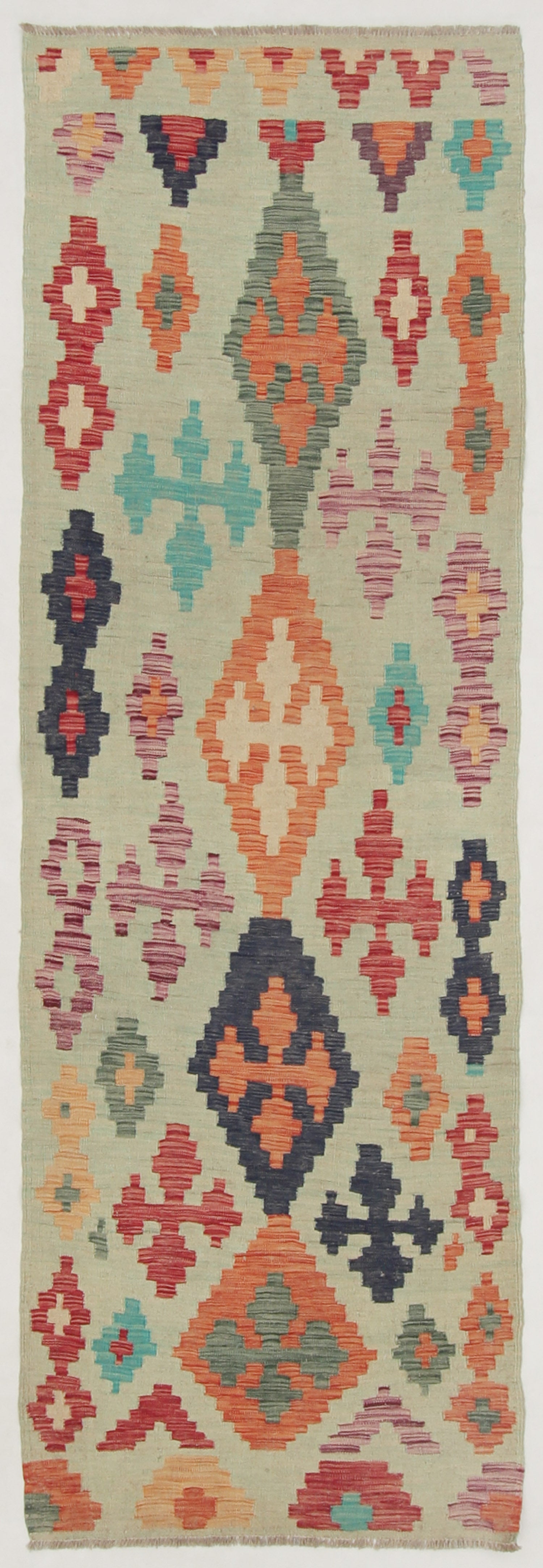 3' X 10' Multy Handmade Veggie Dye Kilim Rug Runner