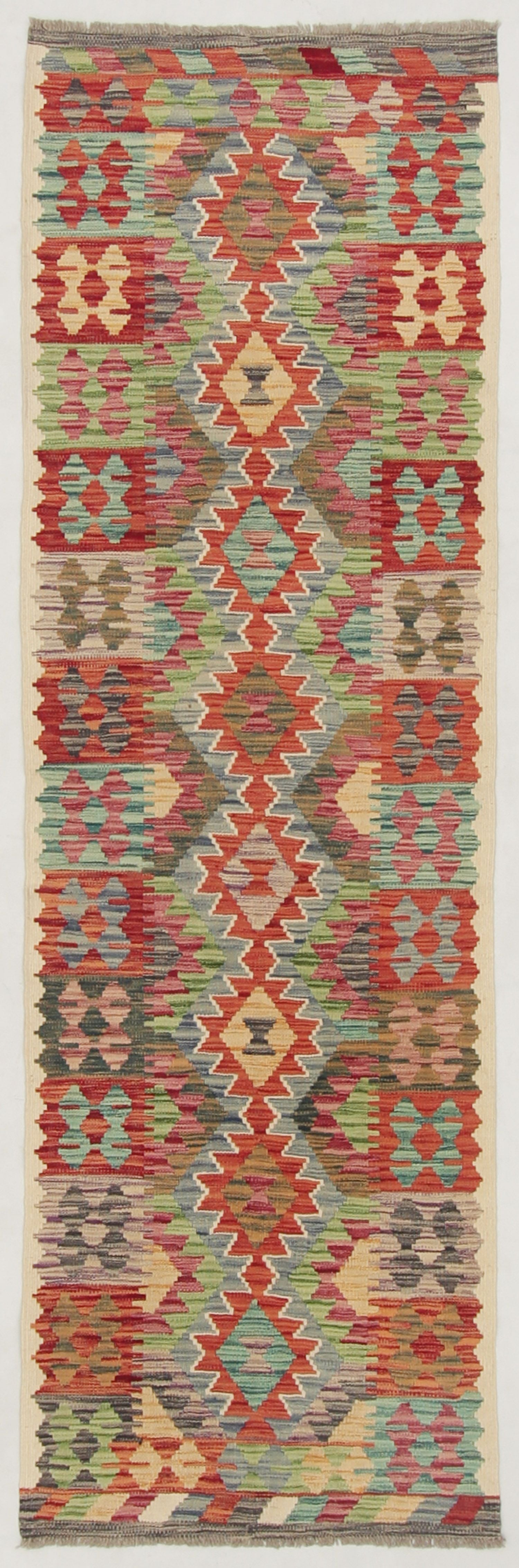 2' 6" X 9' Multy Handmade Veggie Dye Kilim Rug Runner