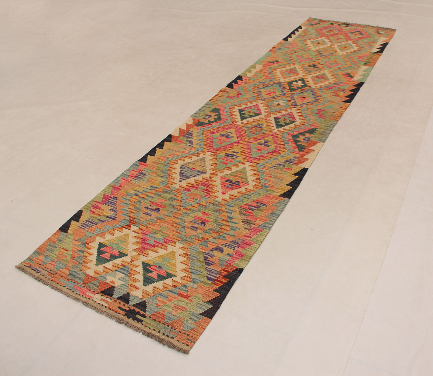 2' 6" x 10' Multy Handmade Veggie Dye Kilim Rug Runner