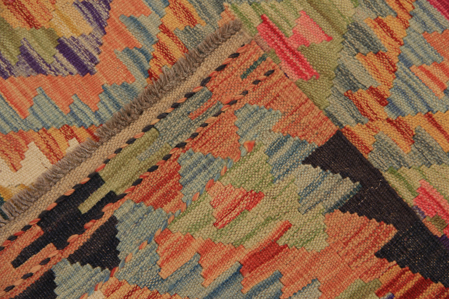 2' 6" x 10' Multy Handmade Veggie Dye Kilim Rug Runner