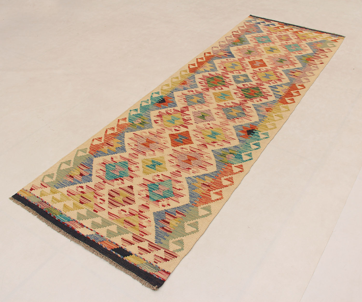 3' X 8' Multy Handmade Veggie Dye Kilim Rug Runner