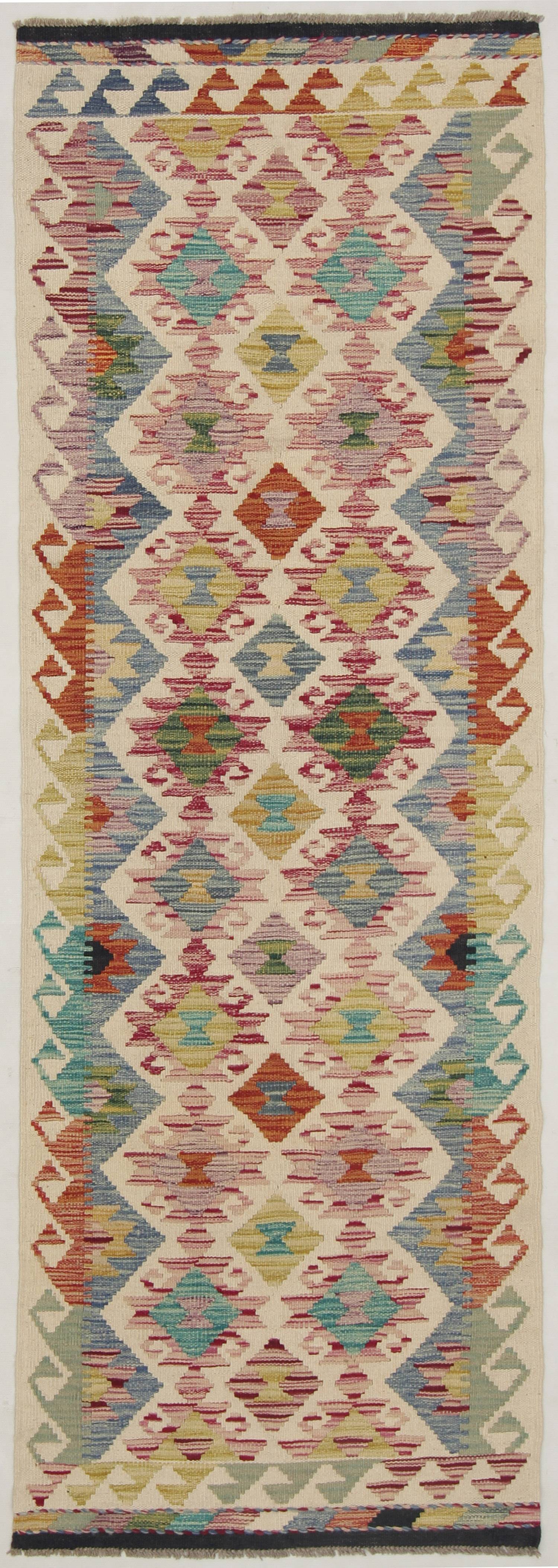 3' X 8' Multy Handmade Veggie Dye Kilim Rug Runner