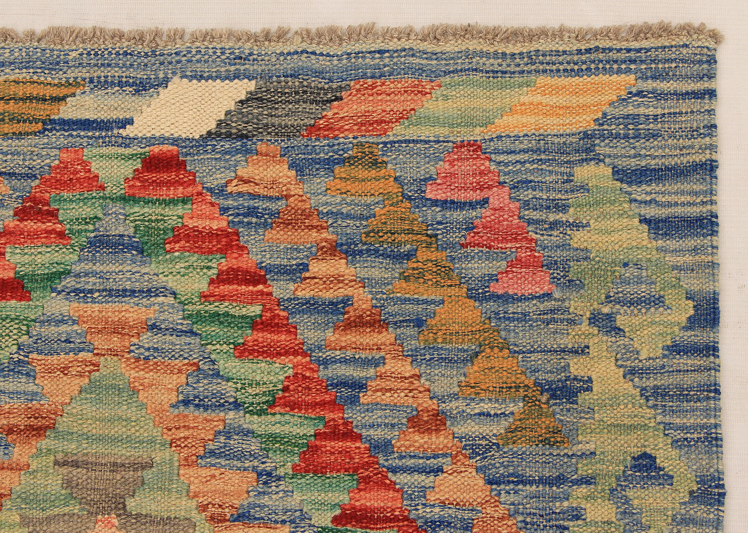 2' 6" X 7' 6" Multy Handmade Veggie Dye Kilim Rug Runner