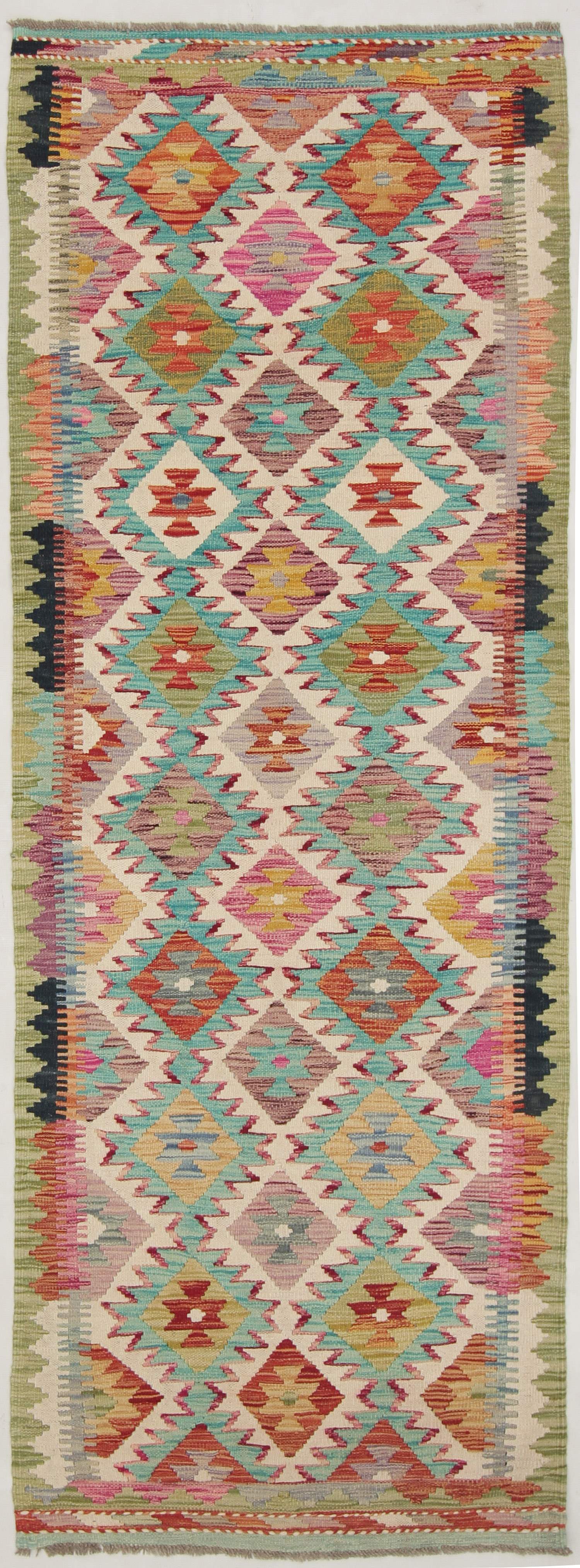 3' X 8' Multy Handmade Veggie Dye Kilim Rug Runner