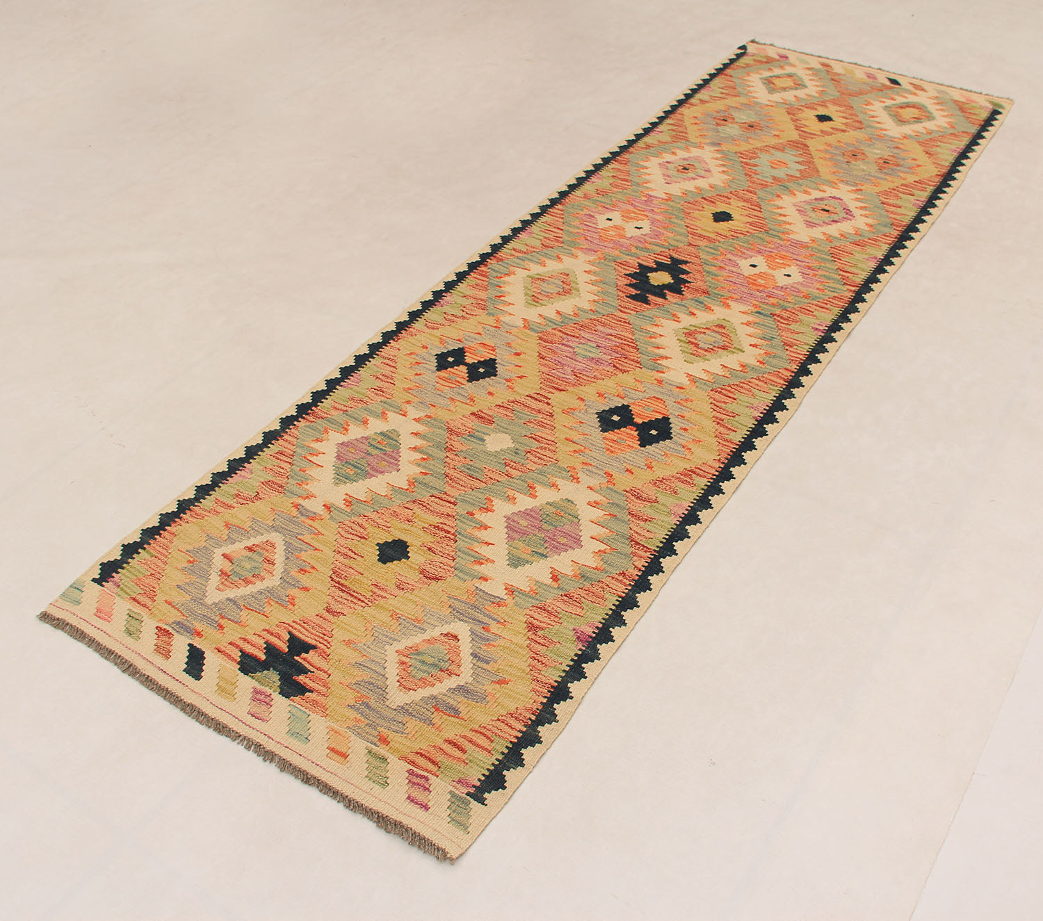 3' X 8' Multy Handmade Veggie Dye Kilim Rug Runner