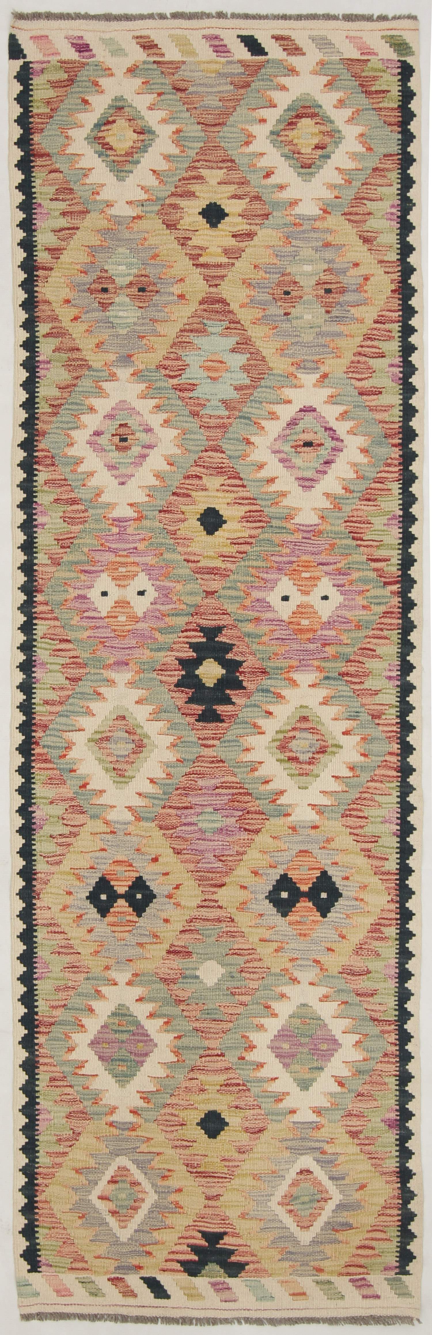 3' X 8' Multy Handmade Veggie Dye Kilim Rug Runner