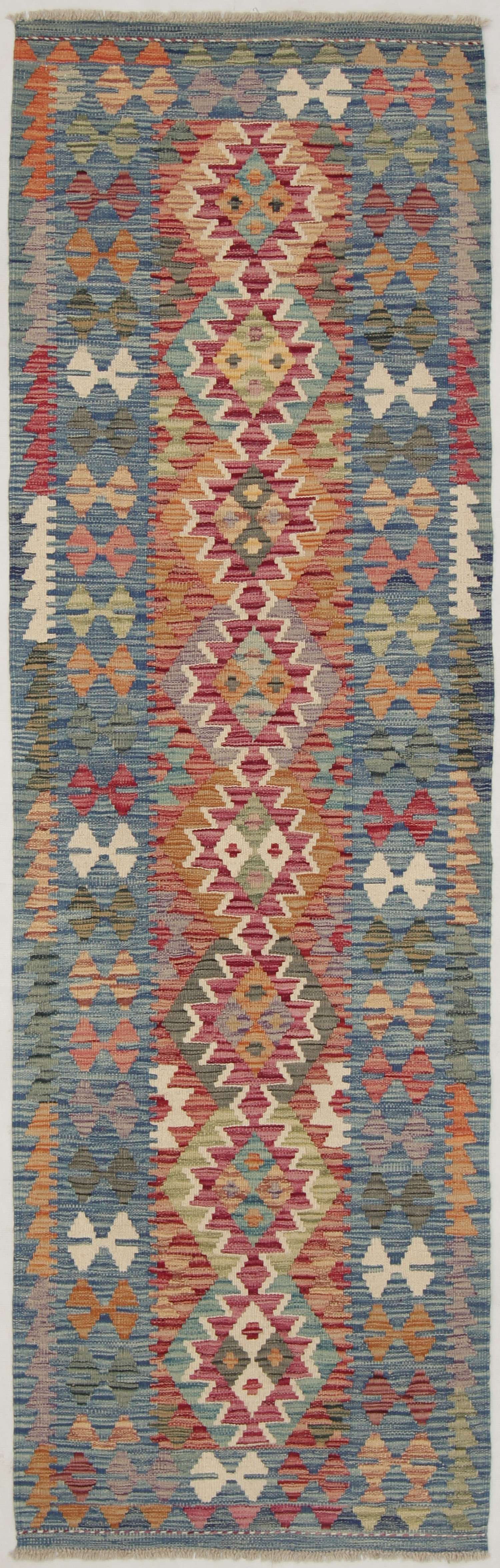 3' X 8' Multy Handmade Veggie Dye Kilim Rug Runner
