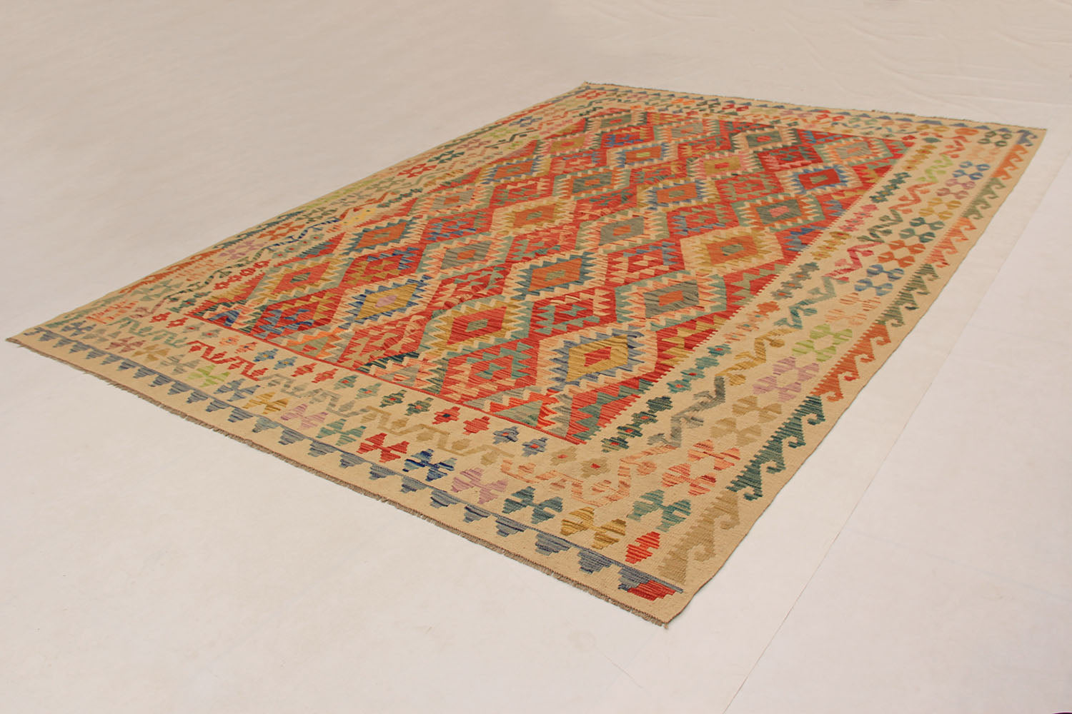 9' x 12' Multy Handmade Veggie Dye Kilim Rug Rectangular