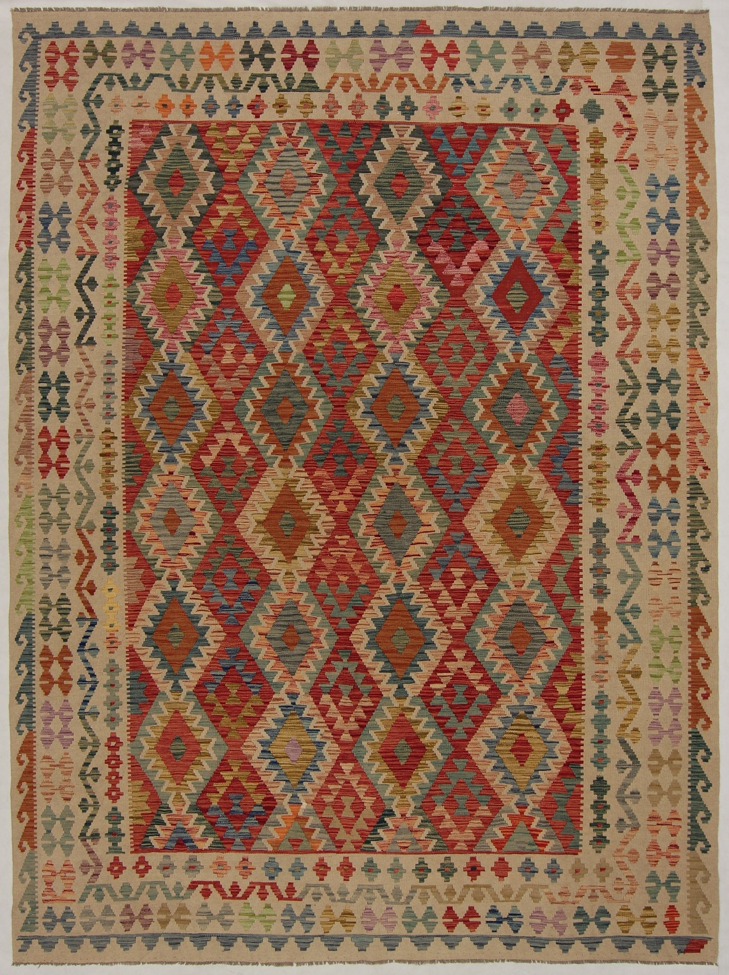 9' x 12' Multy Handmade Veggie Dye Kilim Rug Rectangular