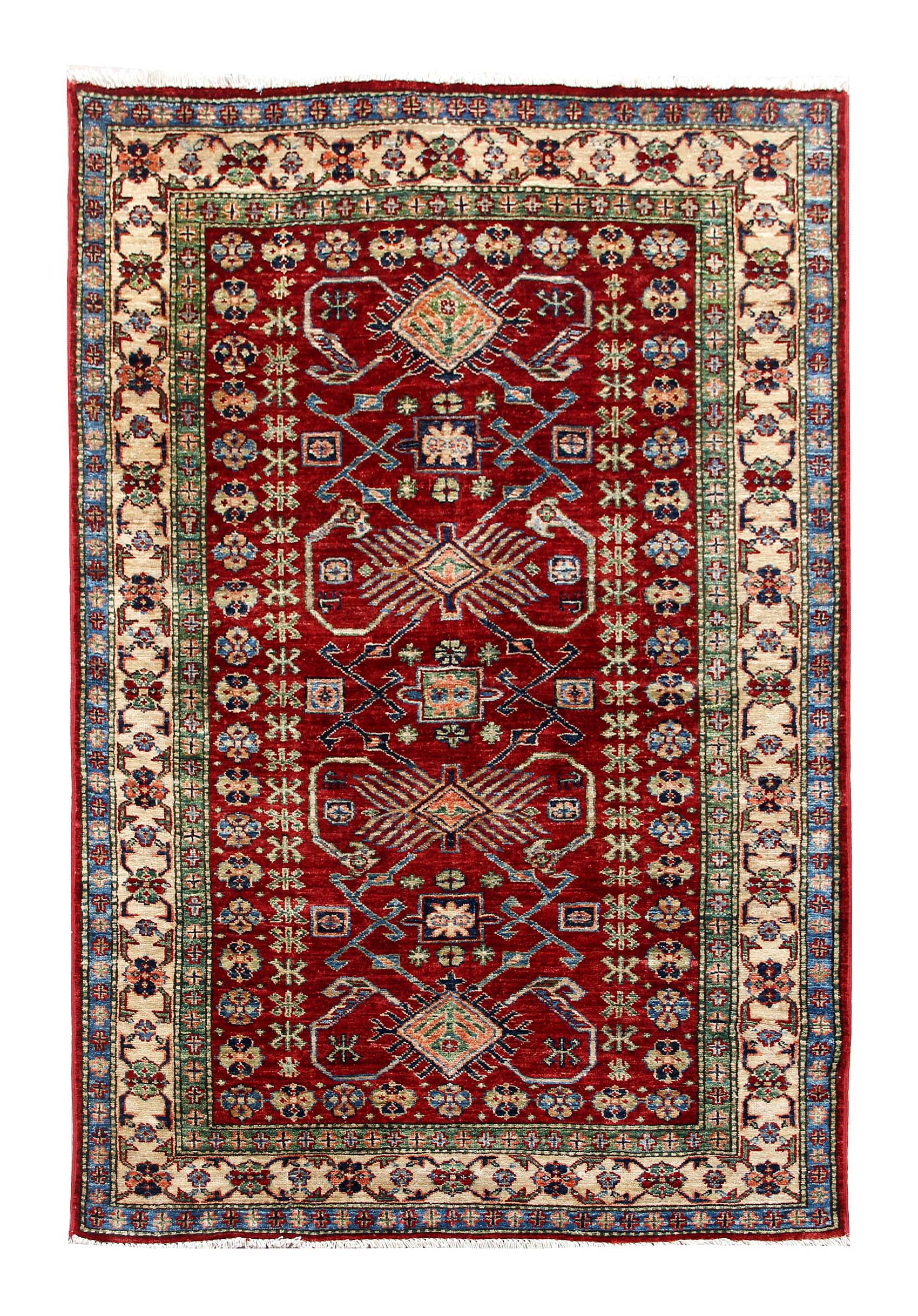 4' x 6' Red Handmade SUPREME KAZAK Rug Rectangular