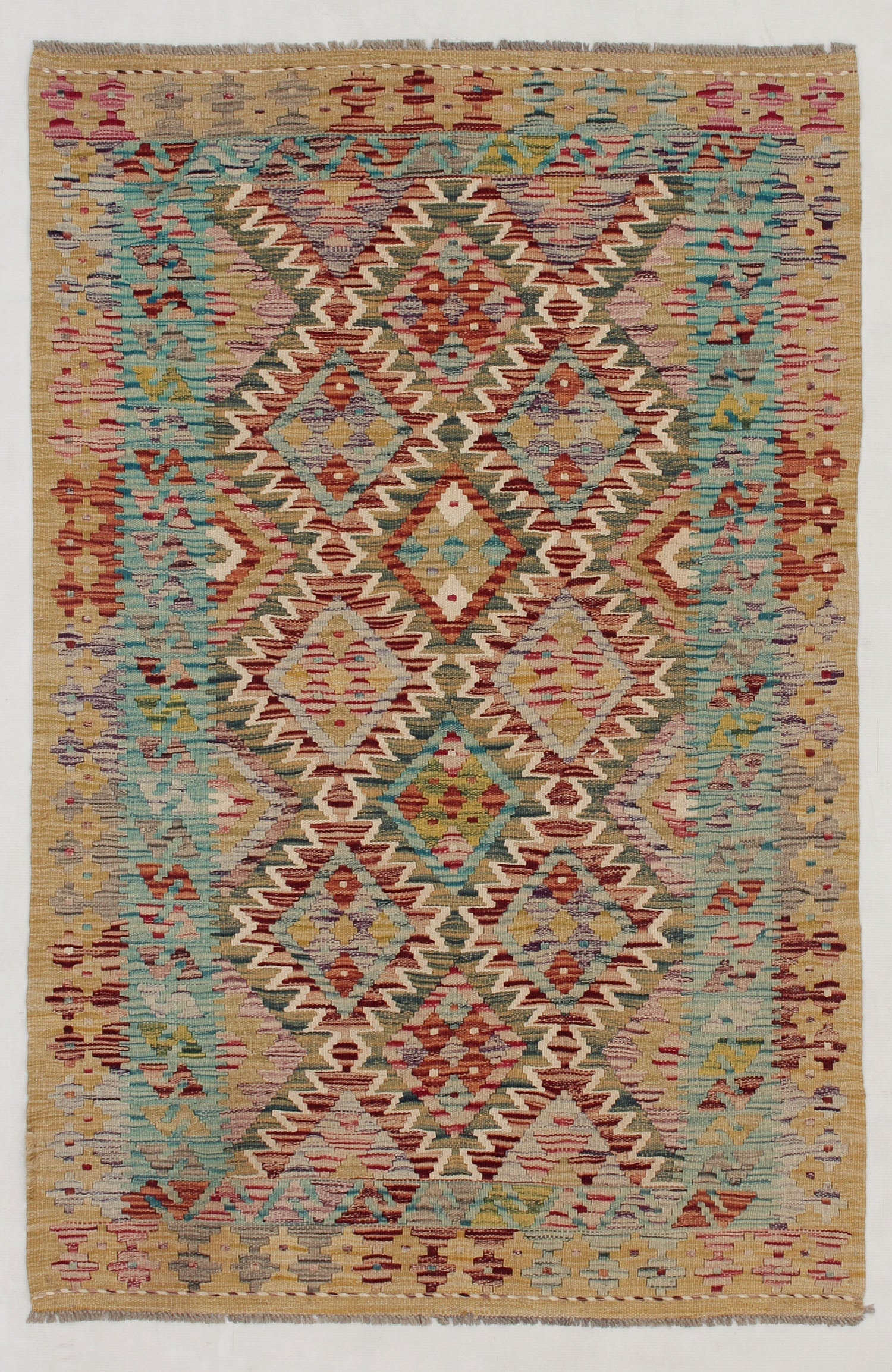 3' X 5' Multy Handmade Veggie Dye Kilim Rug Rectangular