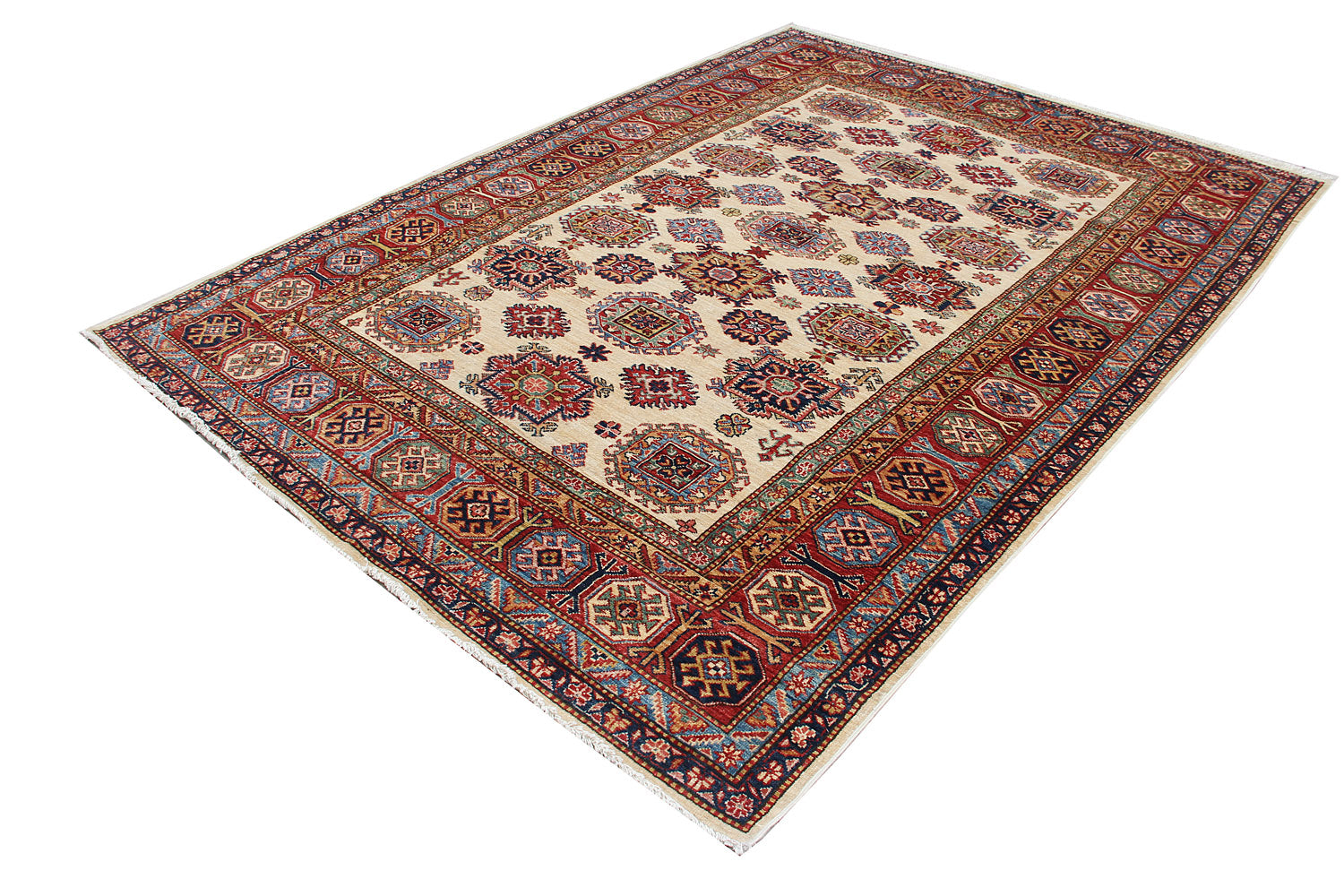 6' x 9' Ivory Handmade SUPREME KAZAK Rug Rectangular