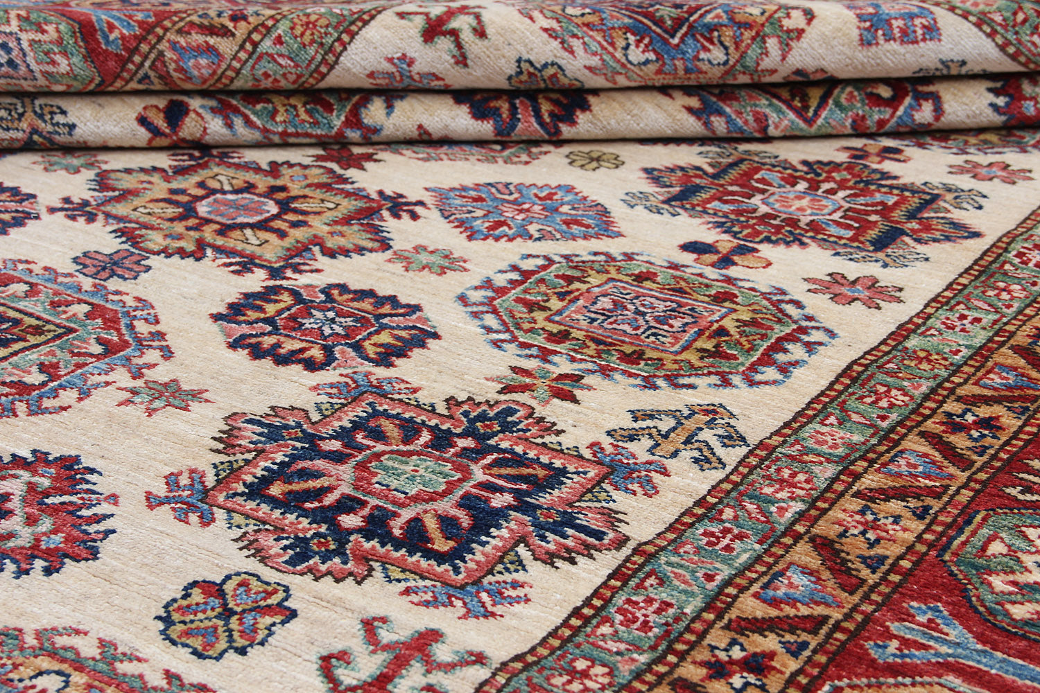 6' x 9' Ivory Handmade SUPREME KAZAK Rug Rectangular