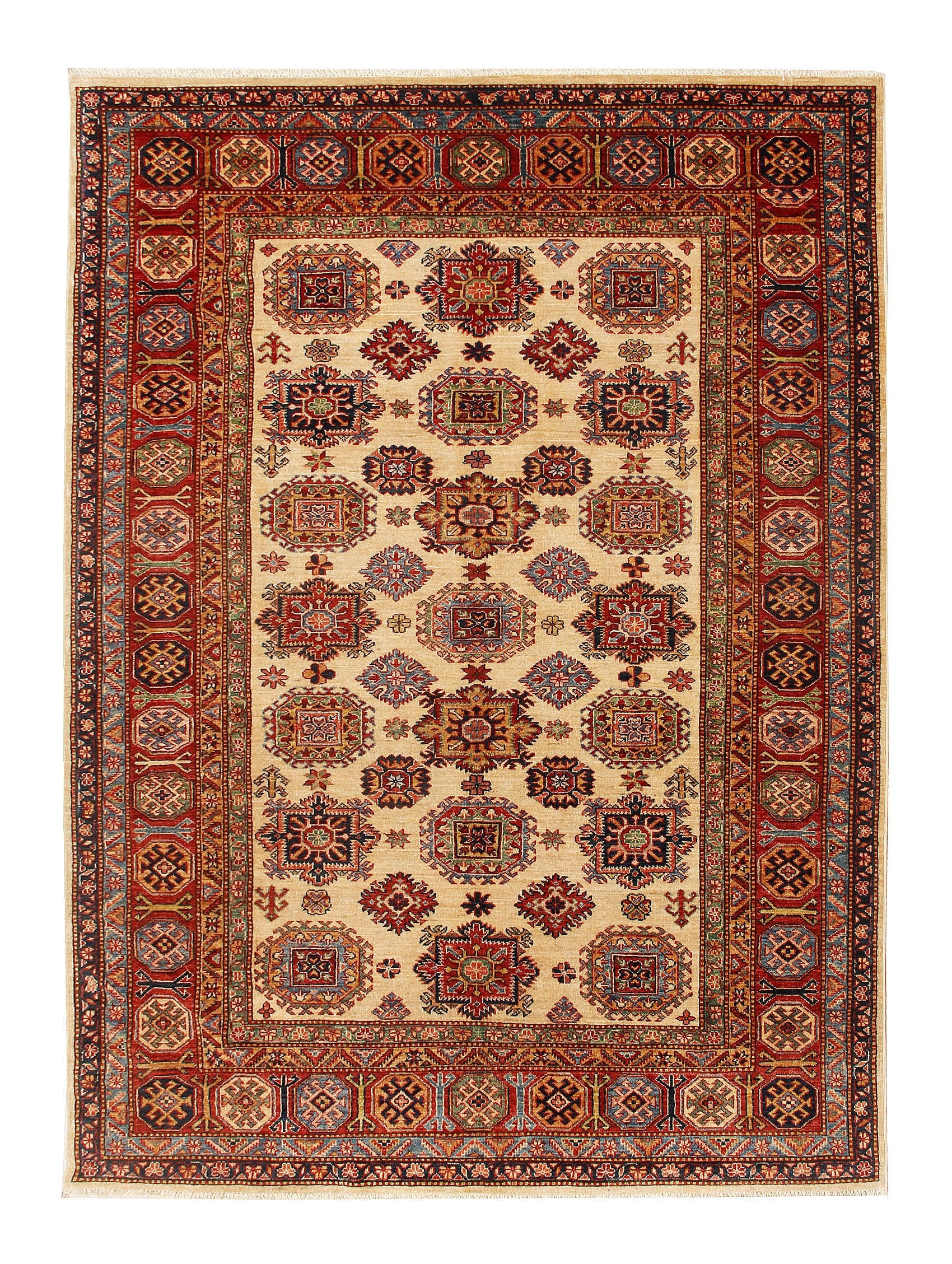 6' x 9' Ivory Handmade SUPREME KAZAK Rug Rectangular