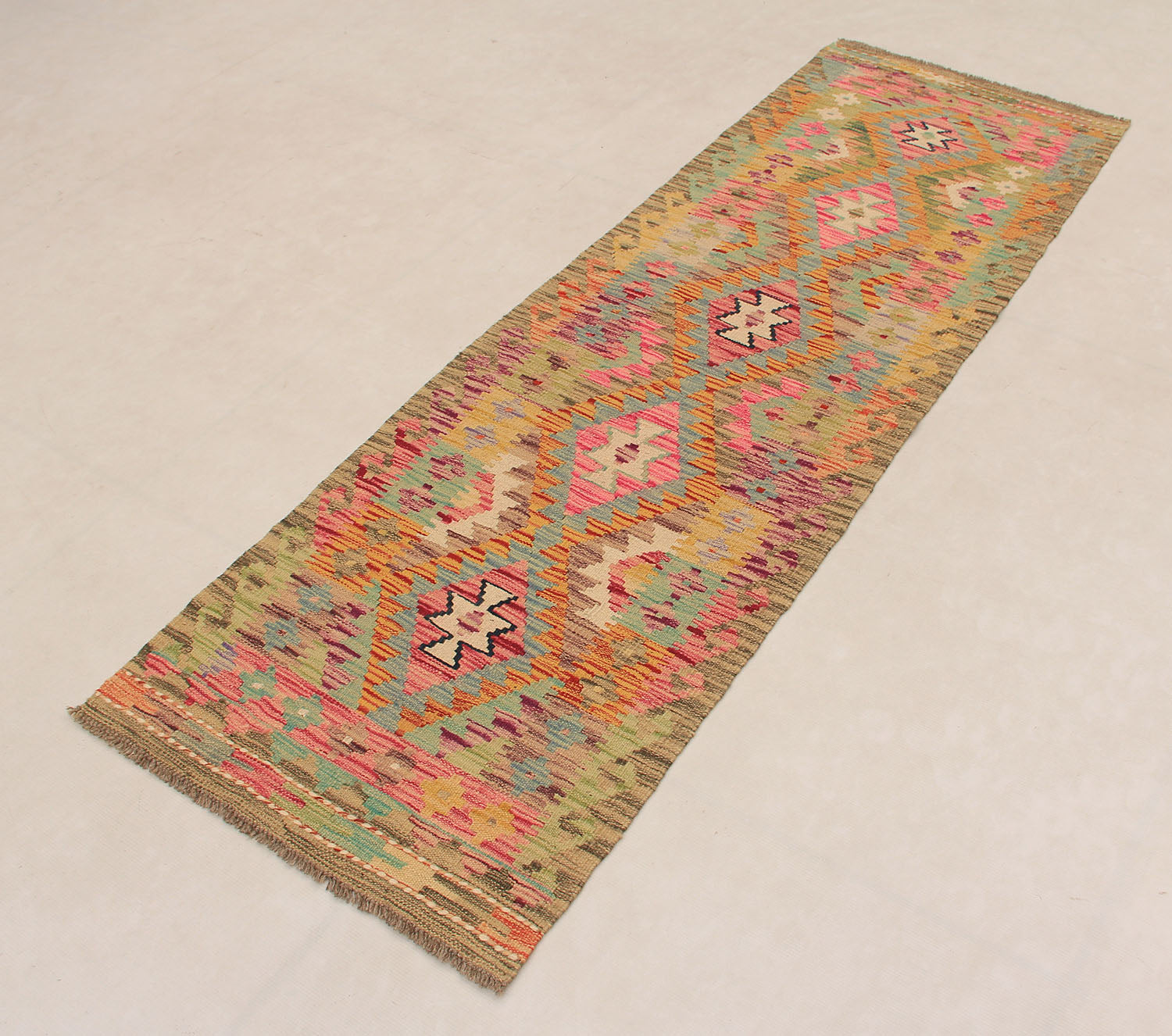 Multy Handmade Veggie Dye Kilim Rug Runner