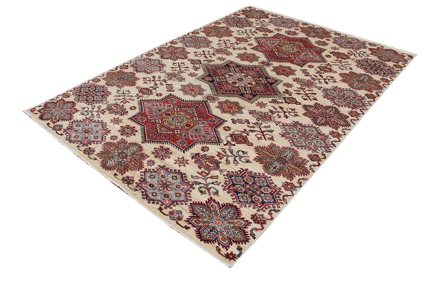 5' 6" X 8' Ivory Handmade SUPREME KAZAK Rug Rectangular