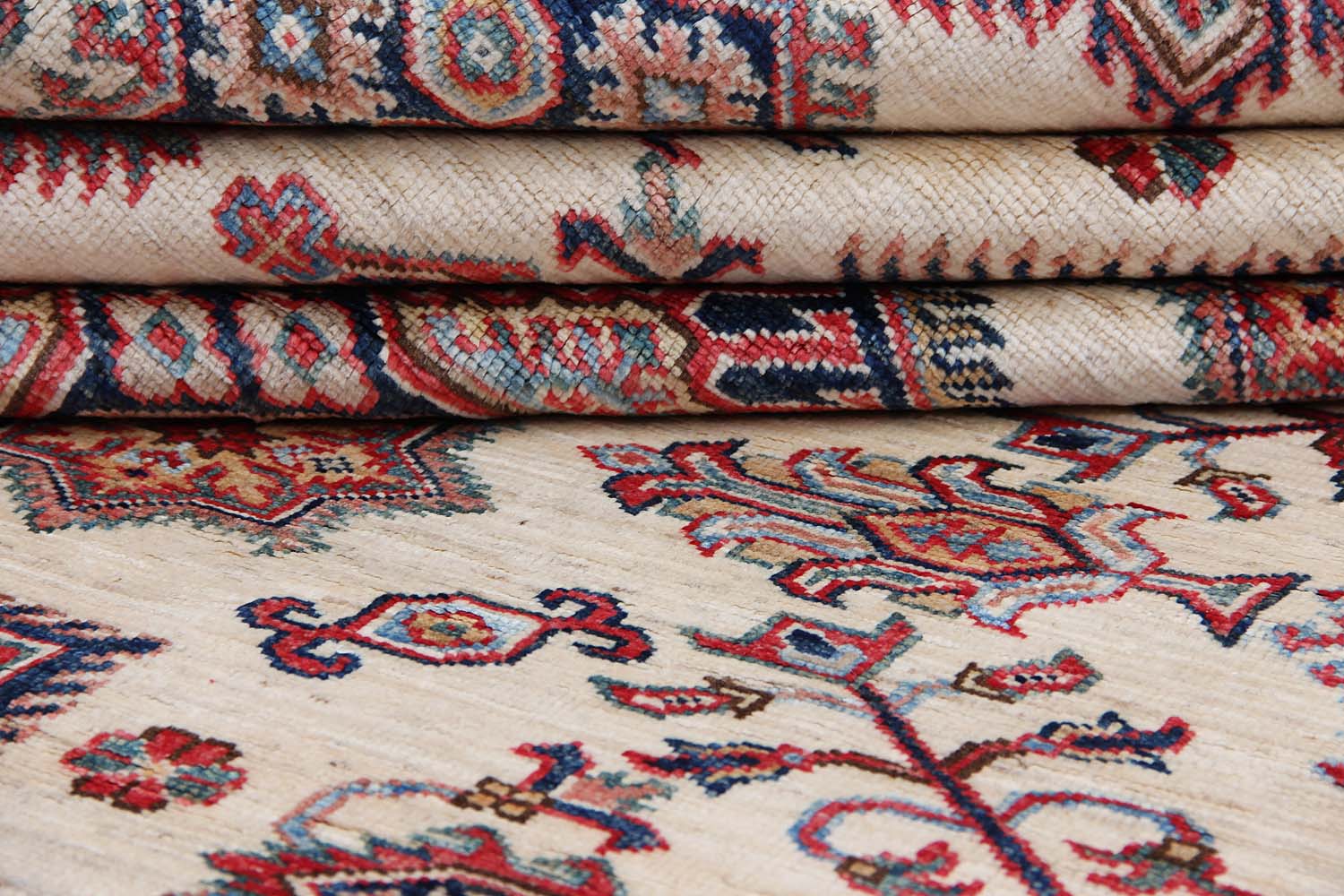 5' 6" X 8' Ivory Handmade SUPREME KAZAK Rug Rectangular