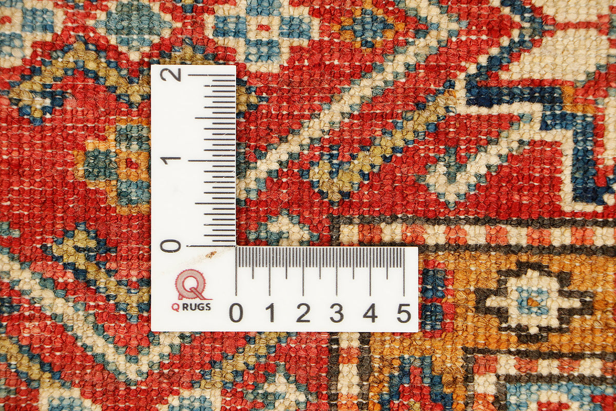 Ivory Hand Knotted Kazak Wool Rug 5' 6" X 8' Bold Tribal Pattern