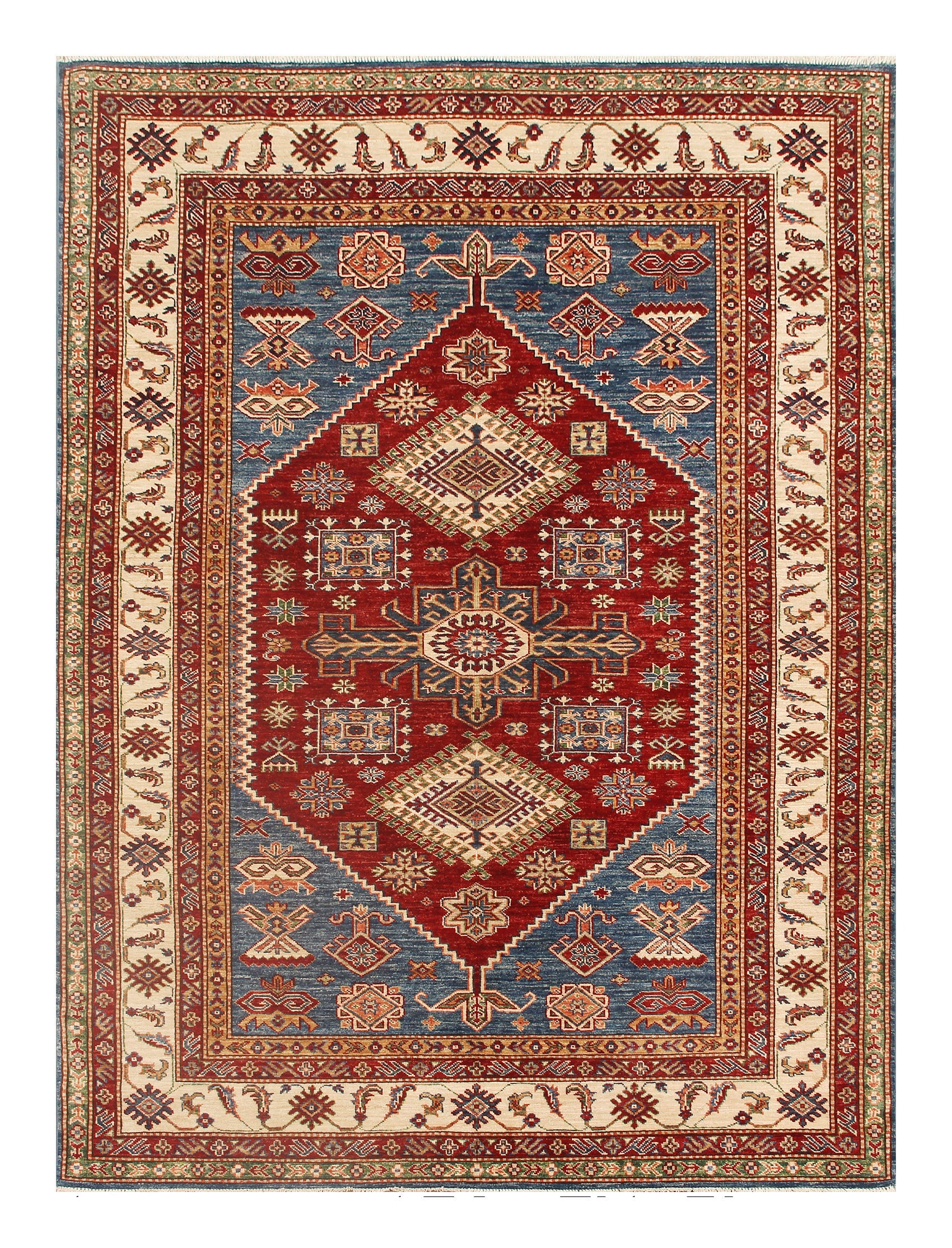 5' 6" X 8' Red Handmade SUPREME KAZAK Rug Rectangular