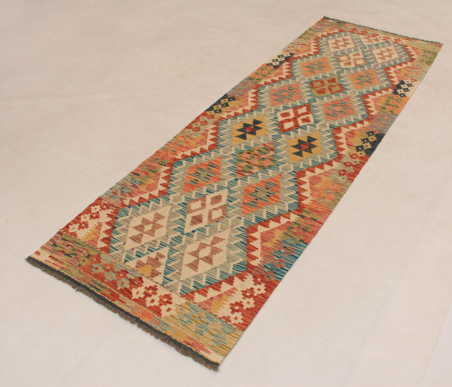 3' X 8' Multy Handmade Veggie Dye Kilim Rug Runner
