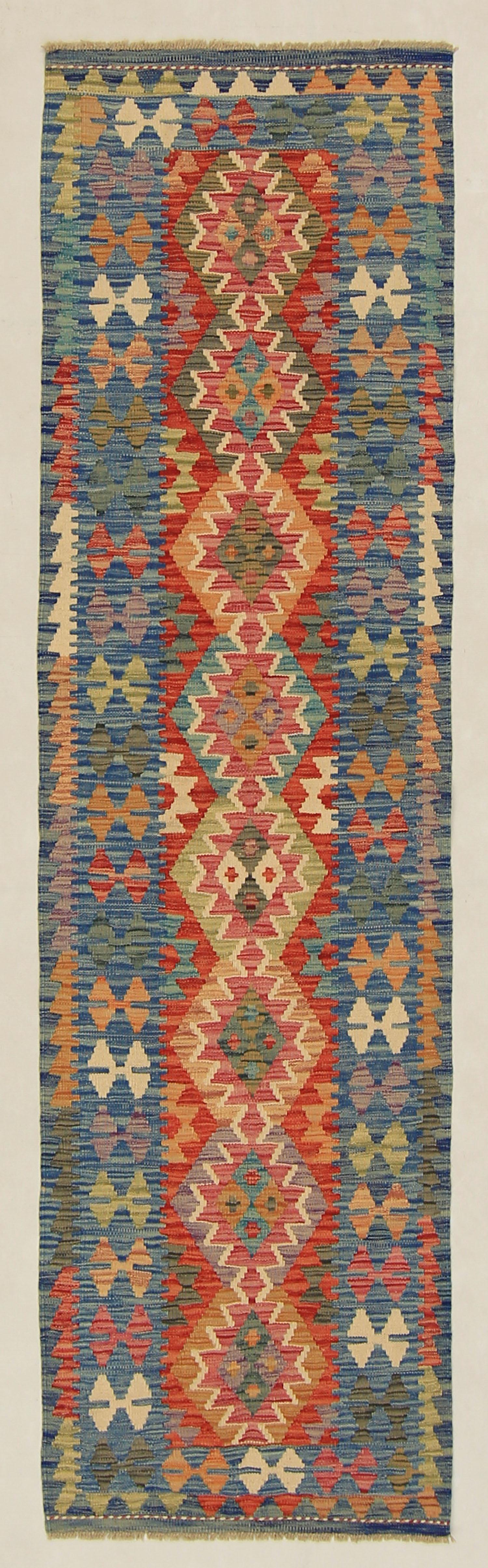 2' 6" X 9' Multy Handmade Veggie Dye Kilim Rug Runner