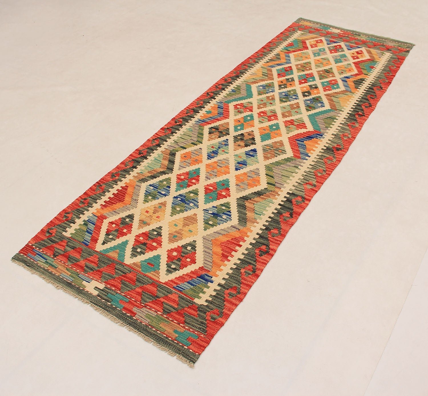 3' X 8' Multy Handmade Veggie Dye Kilim Rug Runner