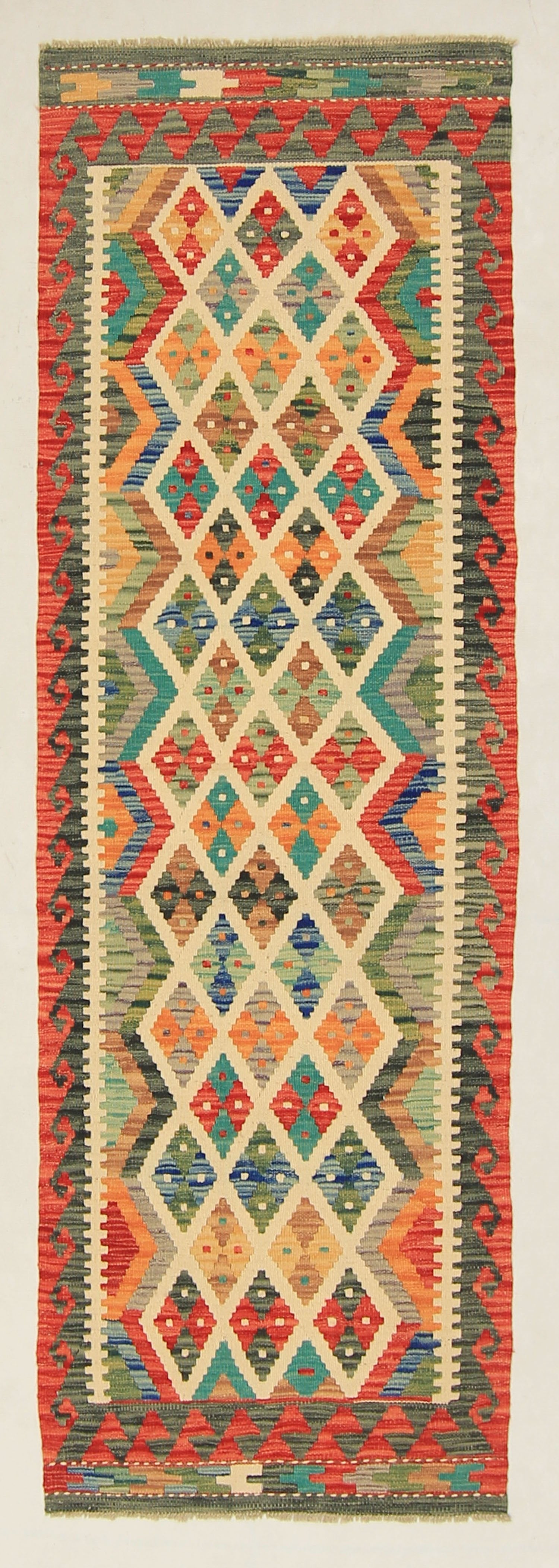 3' X 8' Multy Handmade Veggie Dye Kilim Rug Runner