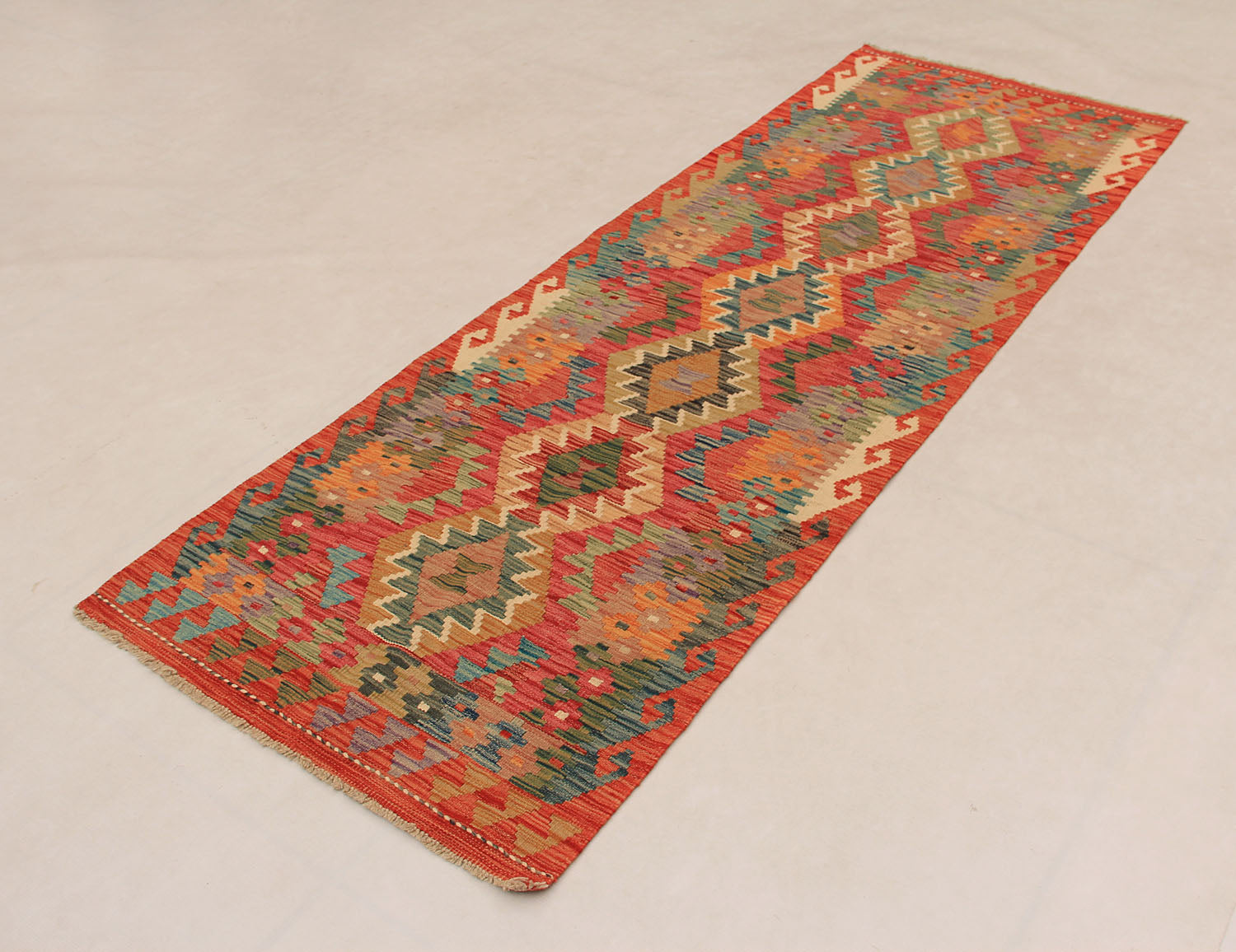3' X 8' Multy Handmade Veggie Dye Kilim Rug Runner