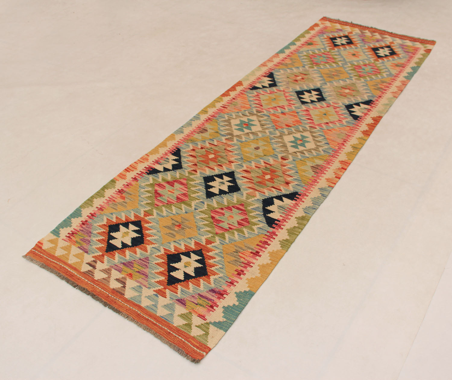 3' X 8' Multy Handmade Veggie Dye Kilim Rug Runner