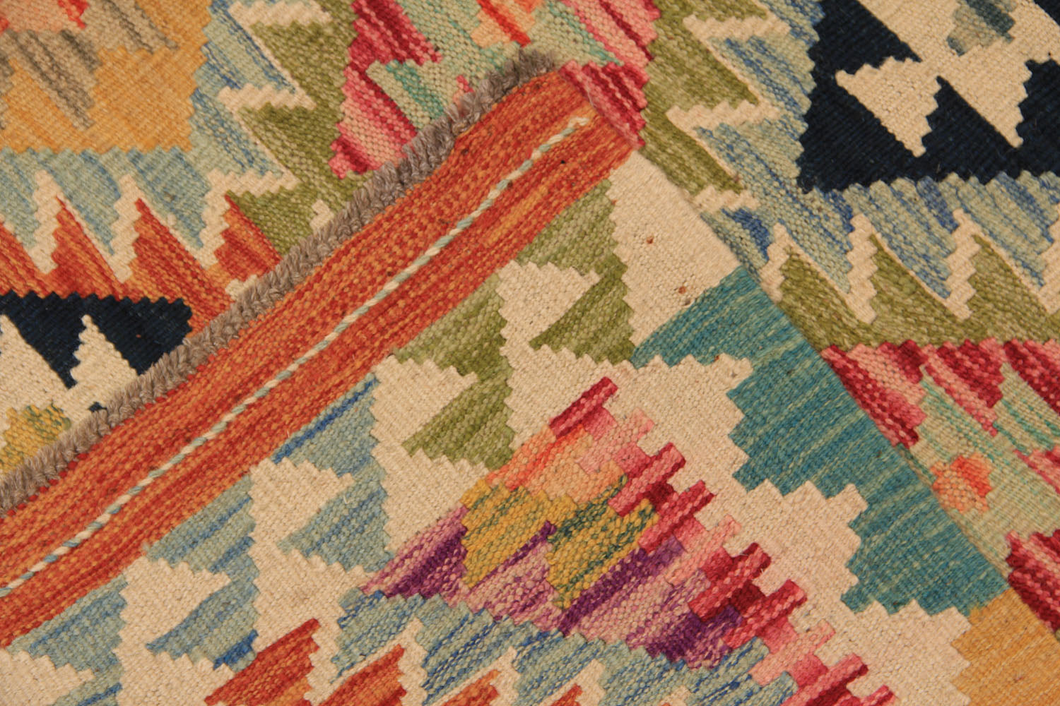 3' X 8' Multy Handmade Veggie Dye Kilim Rug Runner
