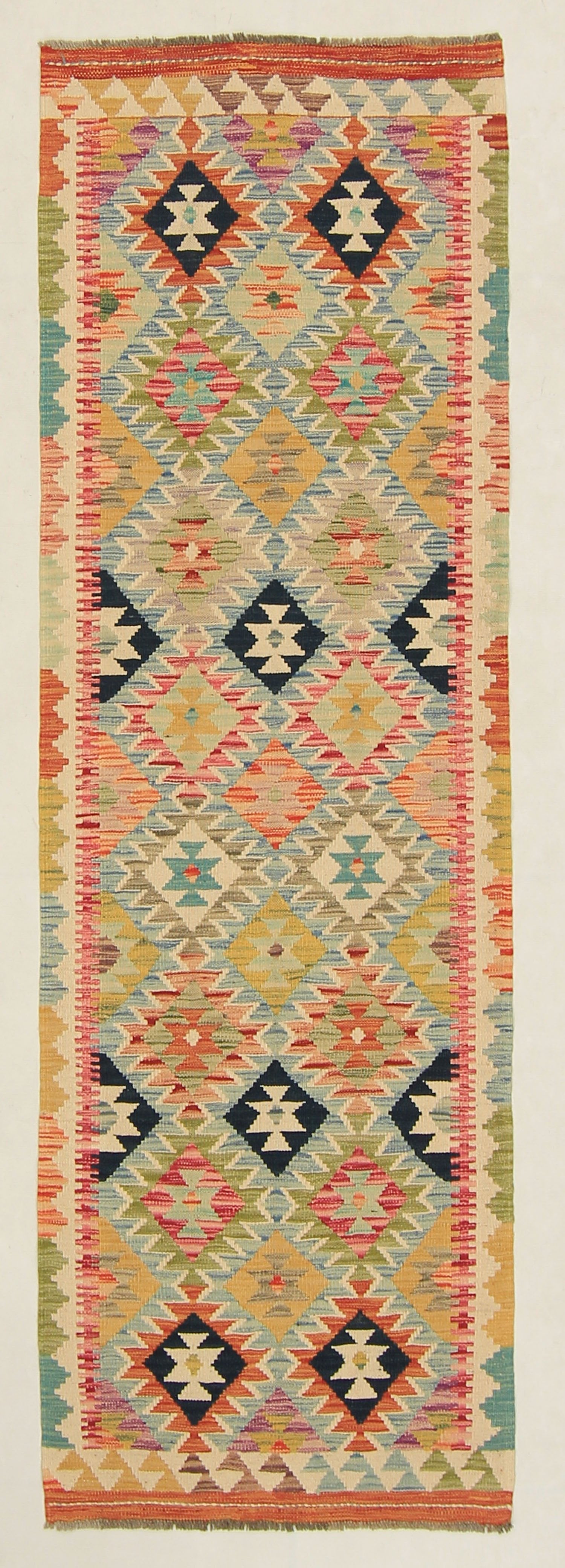 3' X 8' Multy Handmade Veggie Dye Kilim Rug Runner