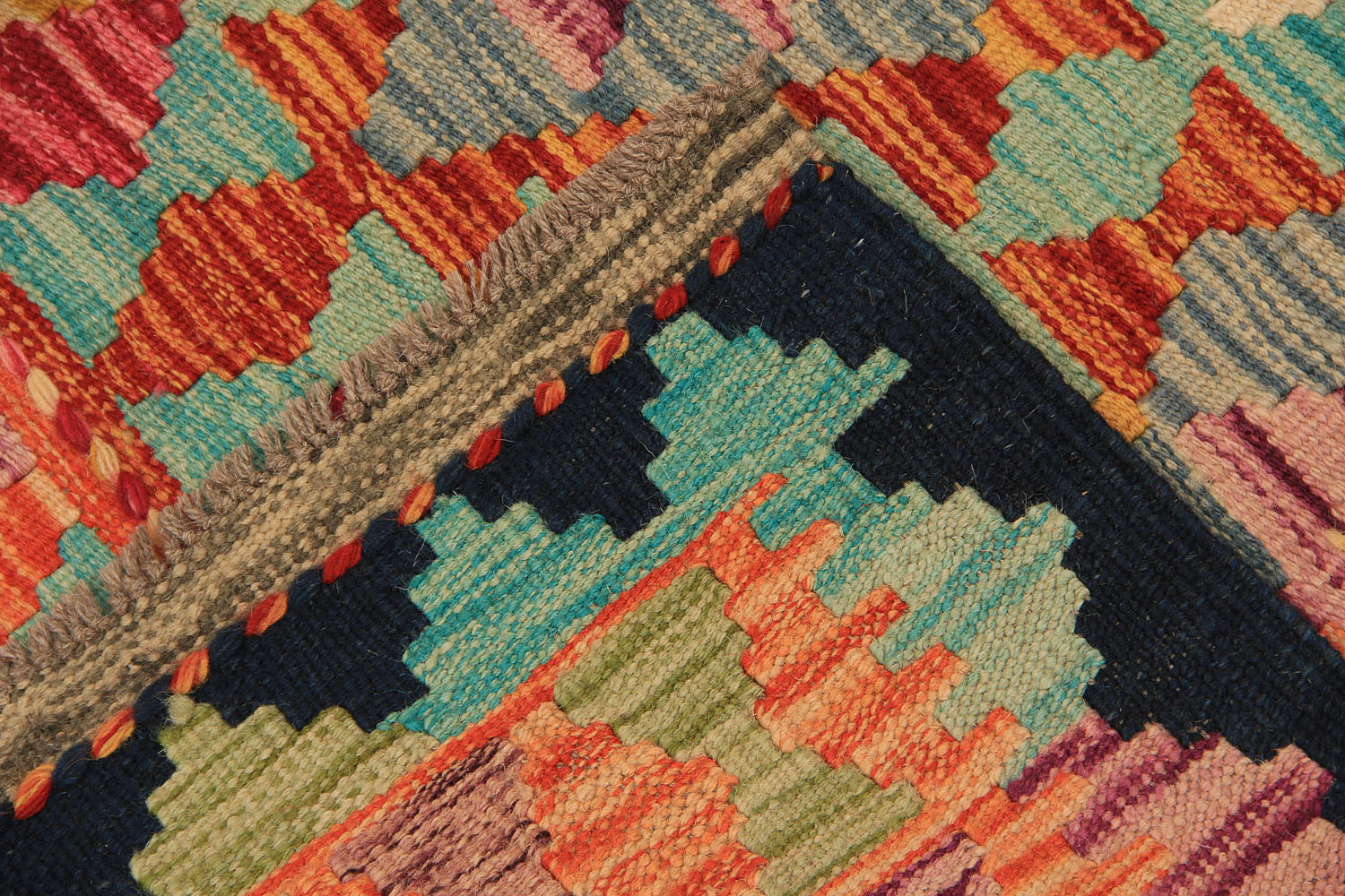 Multy Handmade Veggie Dye Kilim Rug Runner