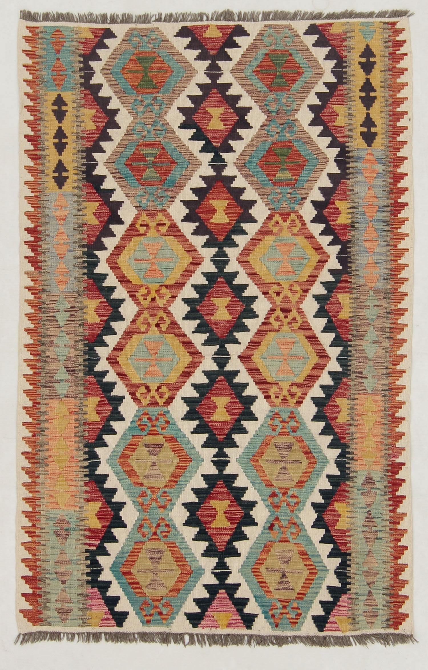 4' 6" x 6' 6 Multy Handmade Veggie Dye Kilim Rug Rectangular