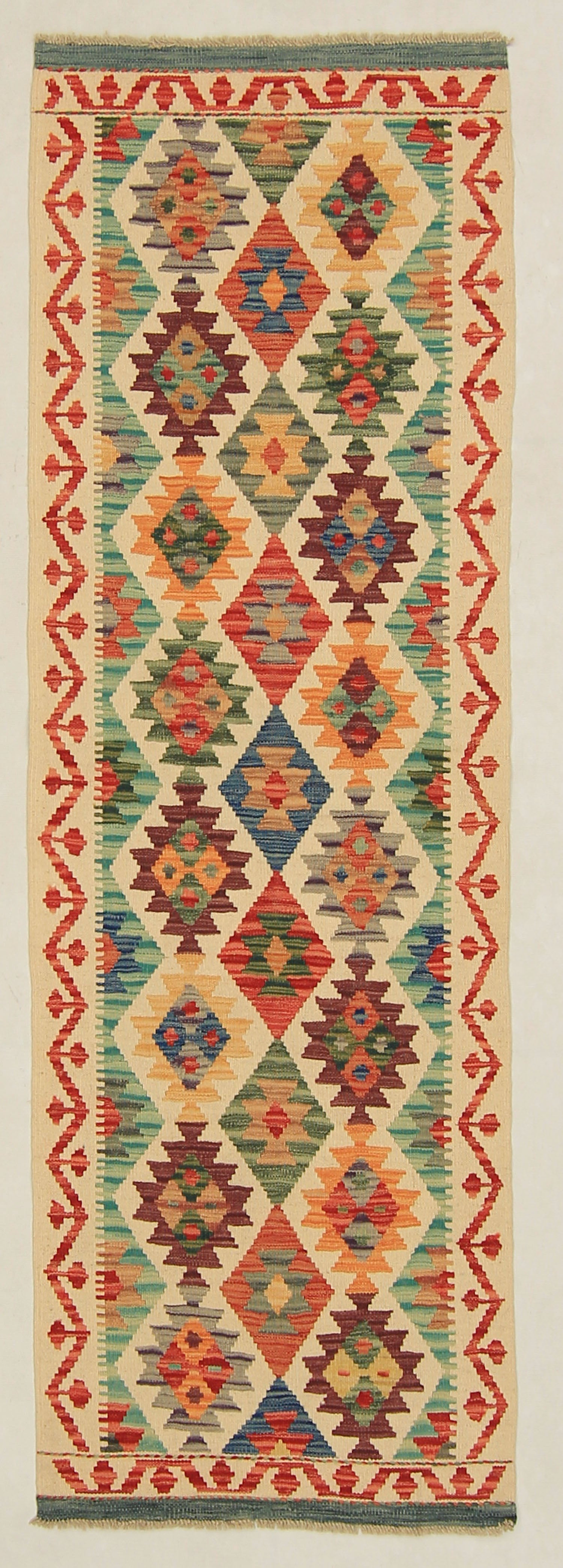 3' X 8' Multy Handmade Veggie Dye Kilim Rug Runner