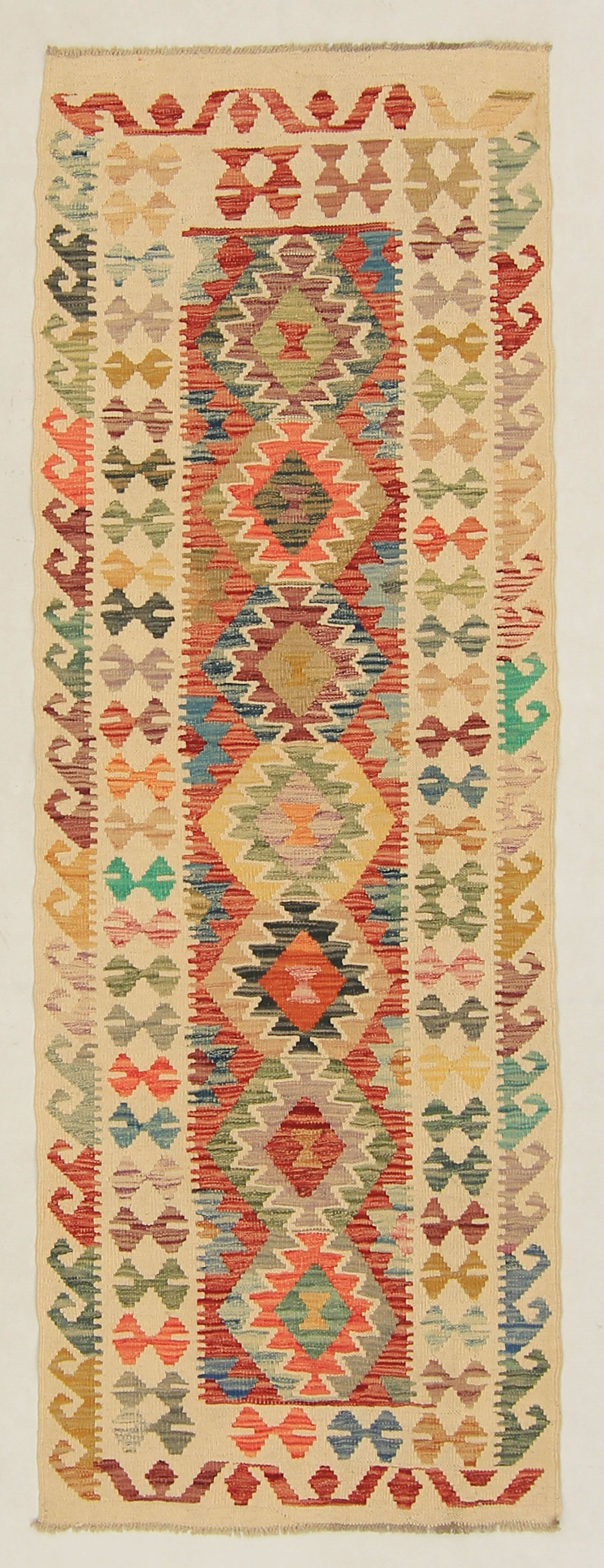 3' X 8' Multy Handmade Veggie Dye Kilim Rug Runner
