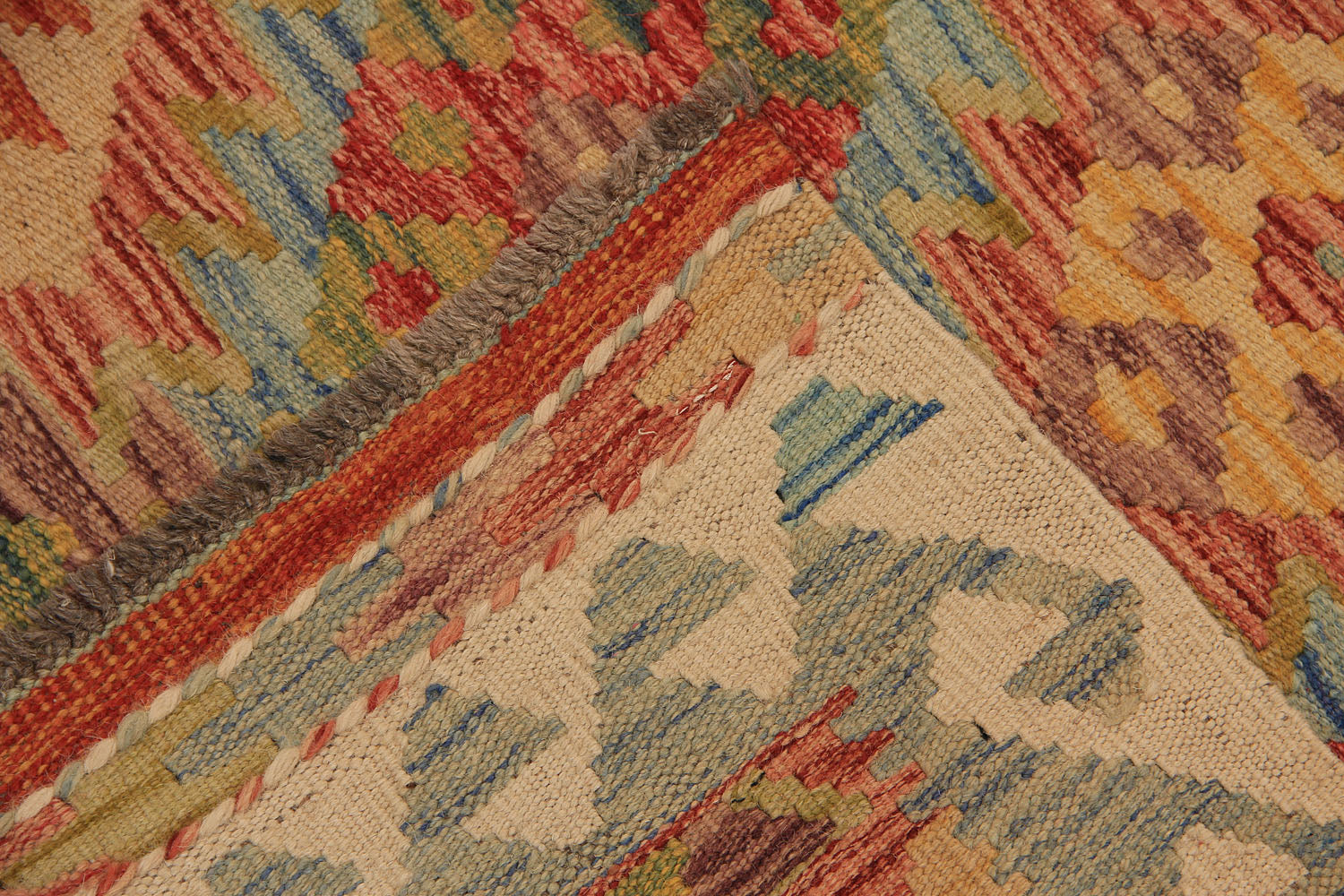 2' 6" X 9' Multy Handmade Veggie Dye Kilim Rug Runner