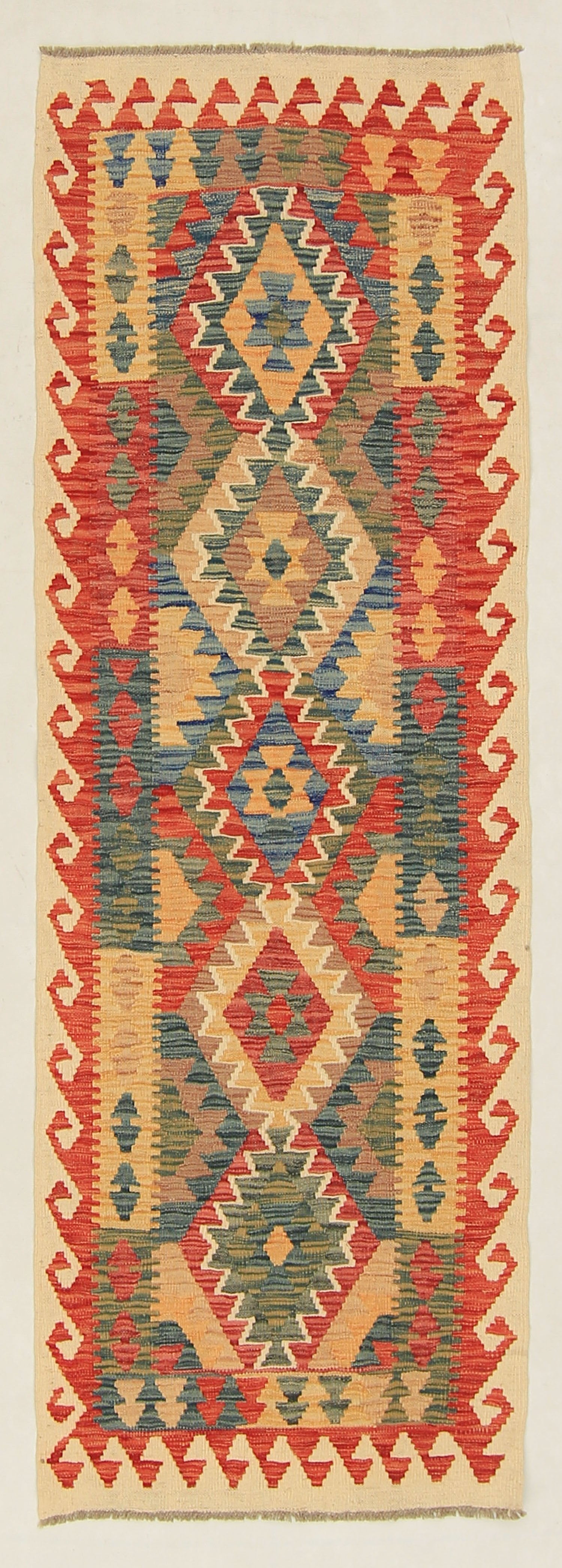 3' X 8' Multy Handmade Veggie Dye Kilim Rug Runner