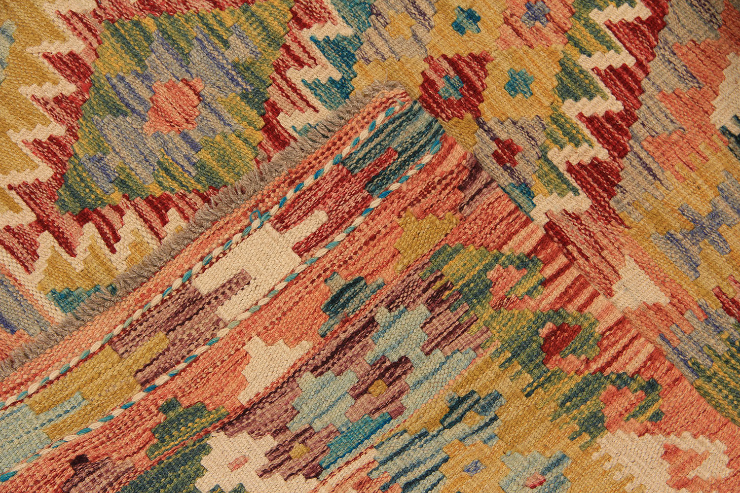 4' 6" x 6' 6 Multy Handmade Veggie Dye Kilim Rug Rectangular