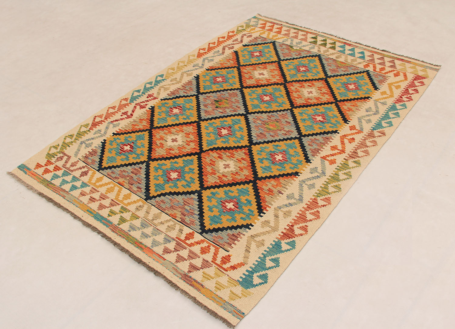 4' 6" x 6' 6 Multy Handmade Veggie Dye Kilim Rug Rectangular