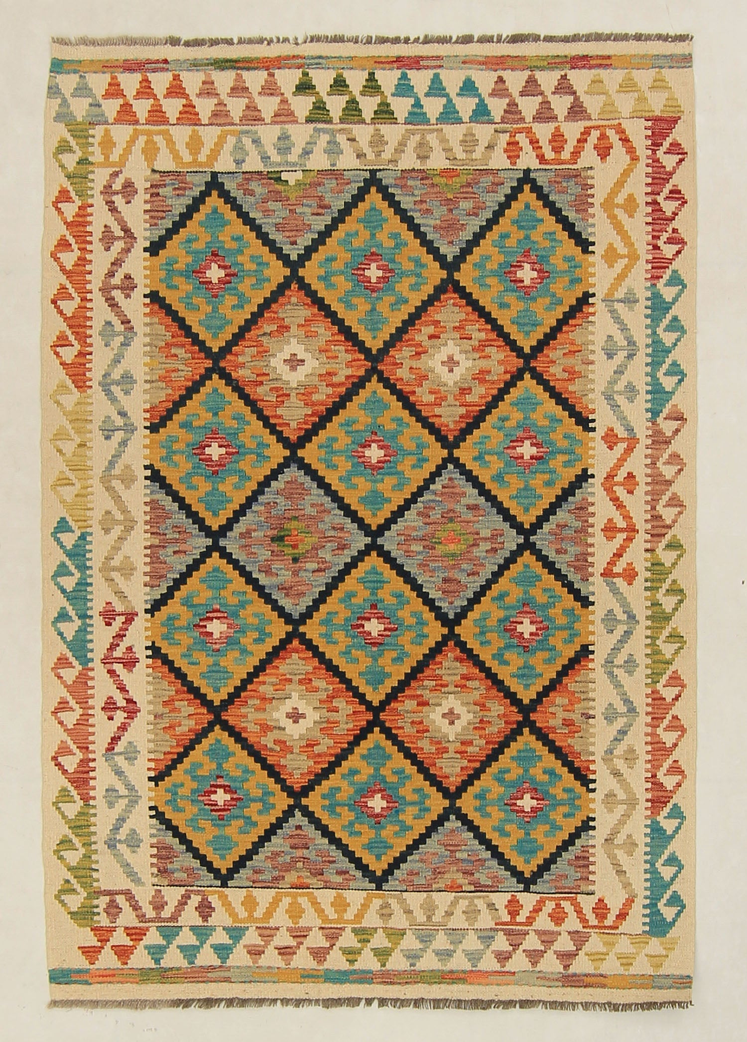 4' 6" x 6' 6 Multy Handmade Veggie Dye Kilim Rug Rectangular