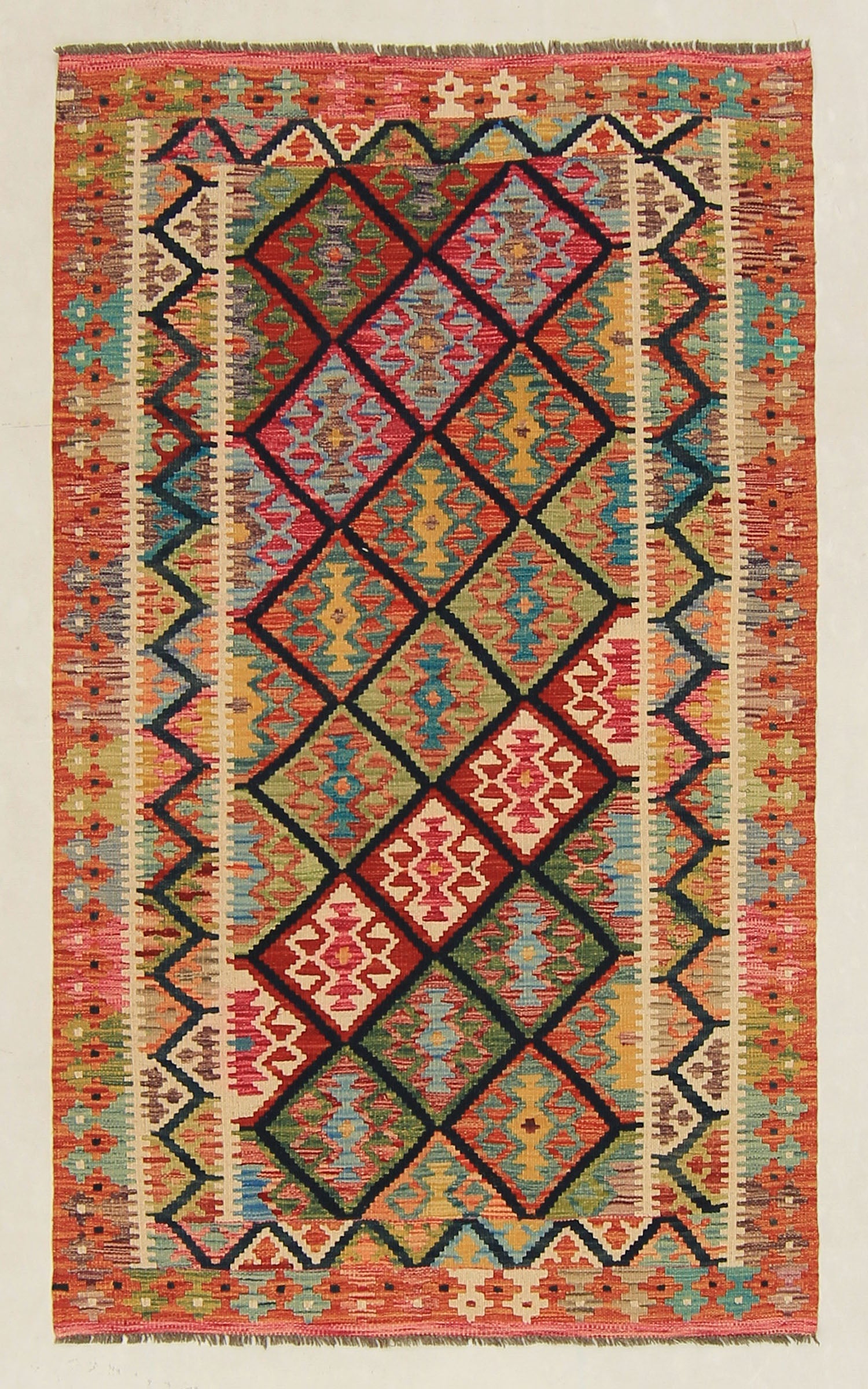 4' x 6' Multy Handmade Veggie Dye Kilim Rug Rectangular
