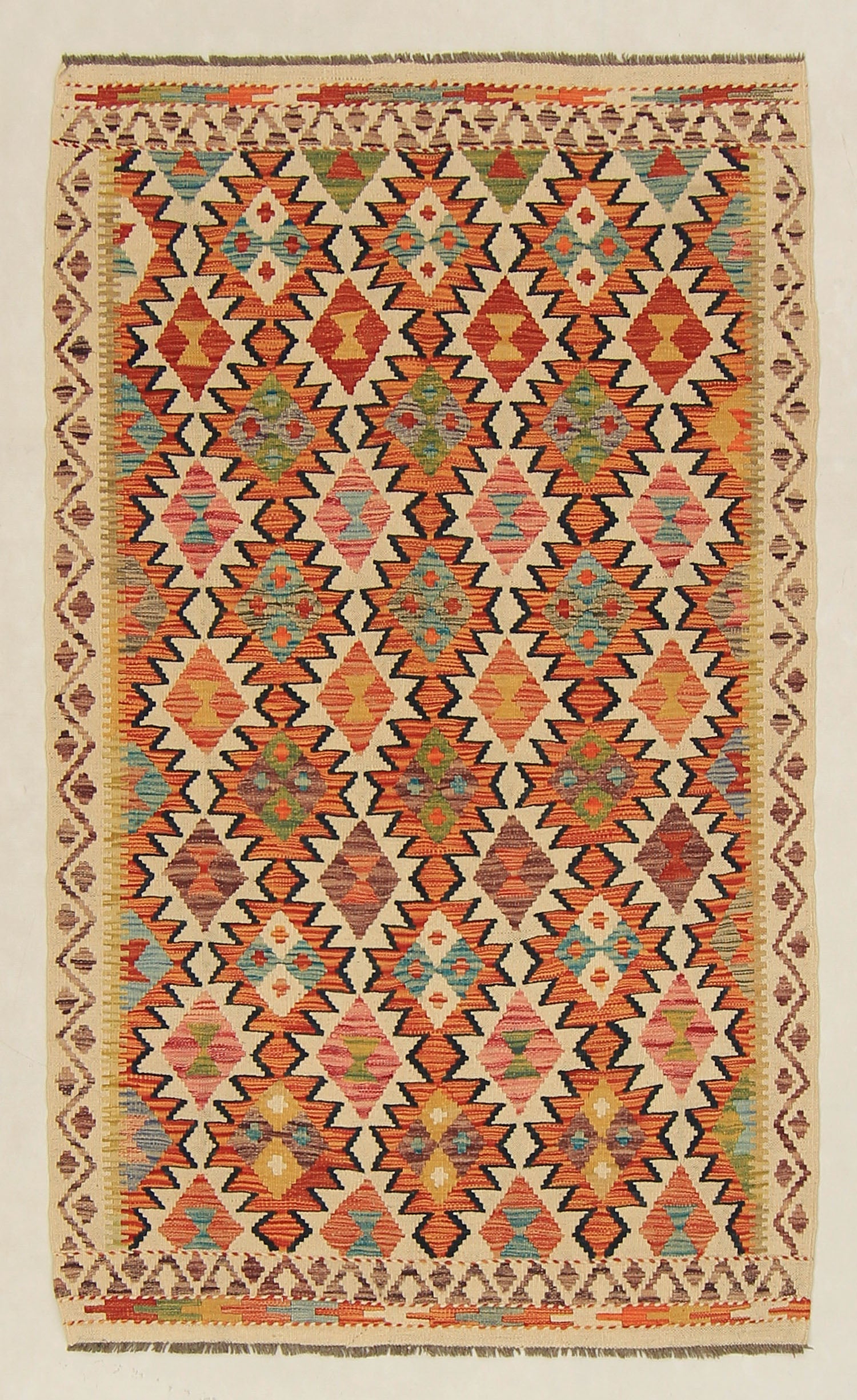 4' 6" x 6' 6 Multy Handmade Veggie Dye Kilim Rug Rectangular