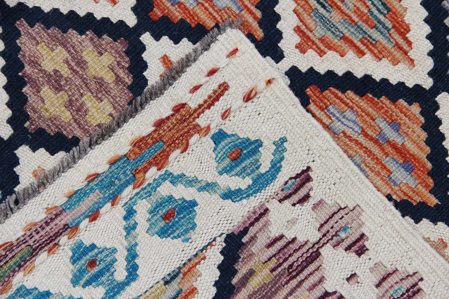 2' 6" X 9' Multy Handmade Veggie Dye Kilim Rug Runner