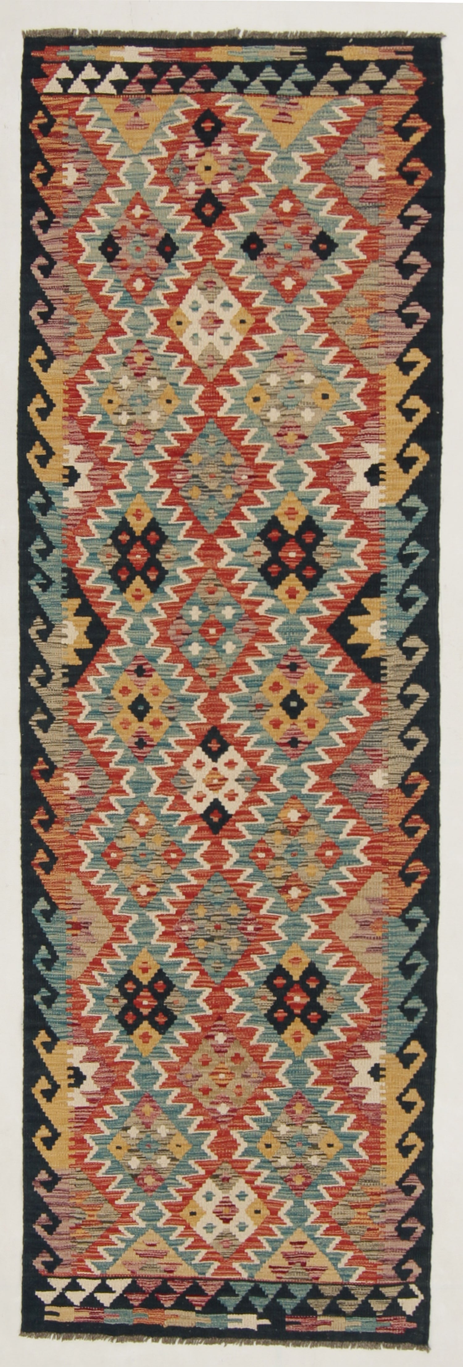 3' X 8' Multy Handmade Veggie Dye Kilim Rug Runner