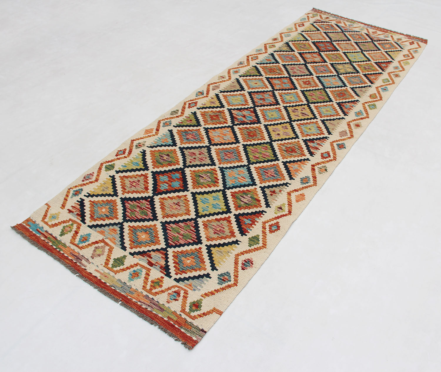 3' X 8' Multy Handmade Veggie Dye Kilim Rug Runner