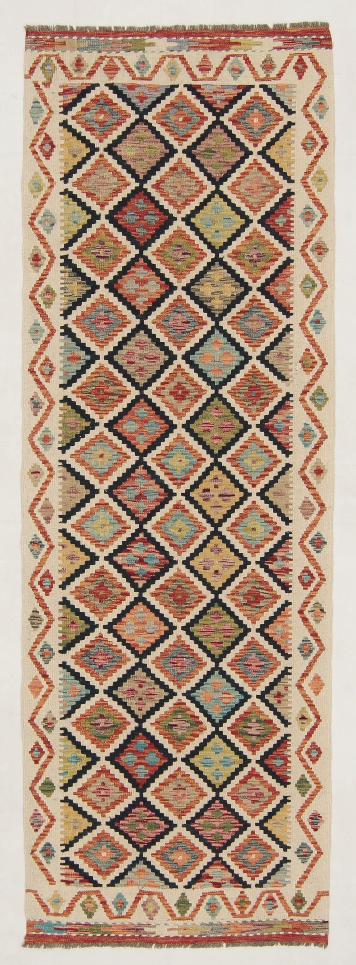 3' X 8' Multy Handmade Veggie Dye Kilim Rug Runner