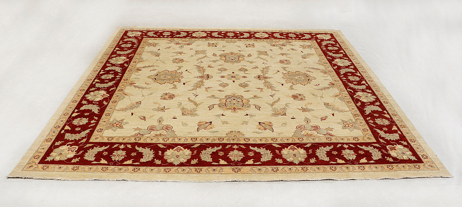 Ziegler Persian Hand Knotted Wool Square Rug Ivory 10' x 10'