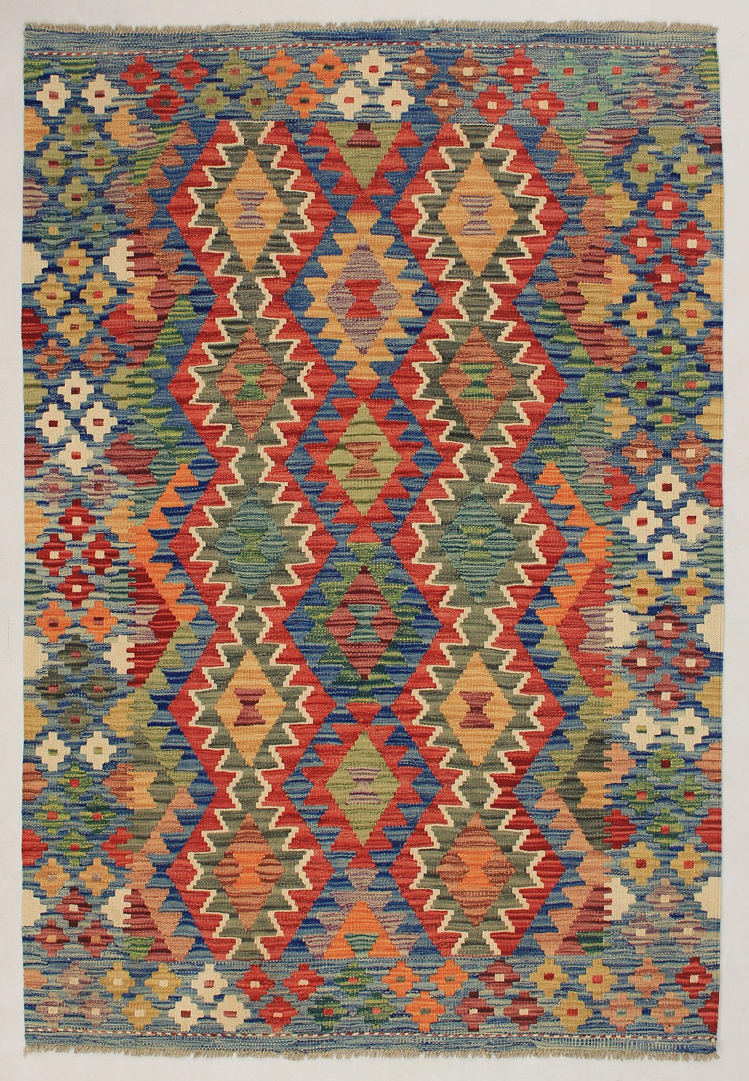 4' x 6' Multy Handmade Veggie Dye Kilim Rug Rectangular