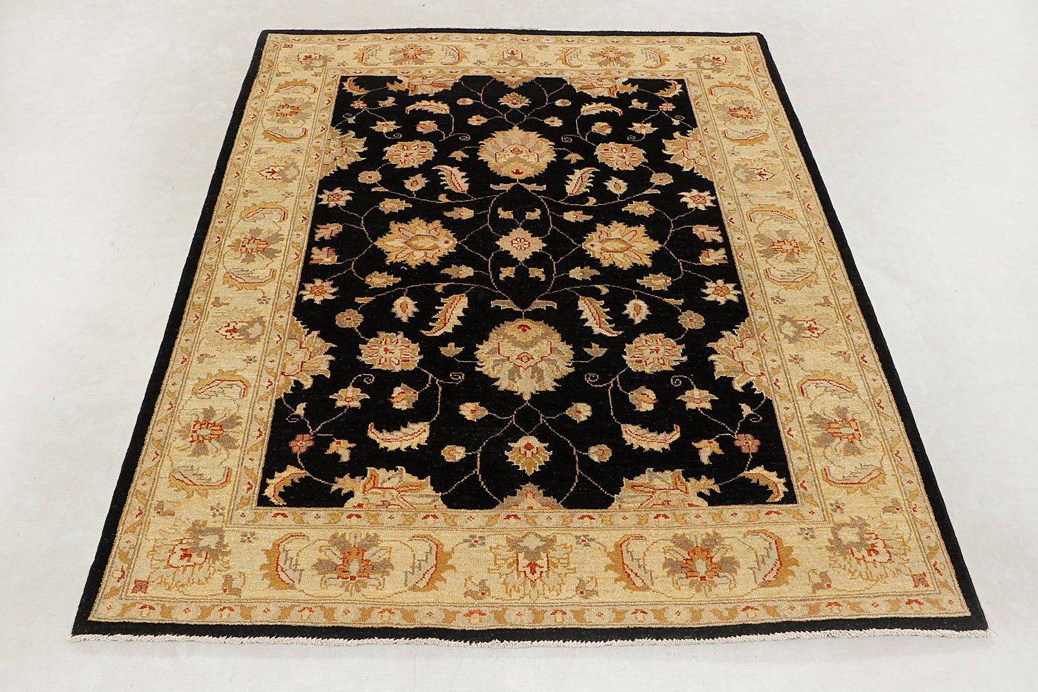 Ziegler Persian Hand Knotted Wool Rug Black 4'6" x 6'6"