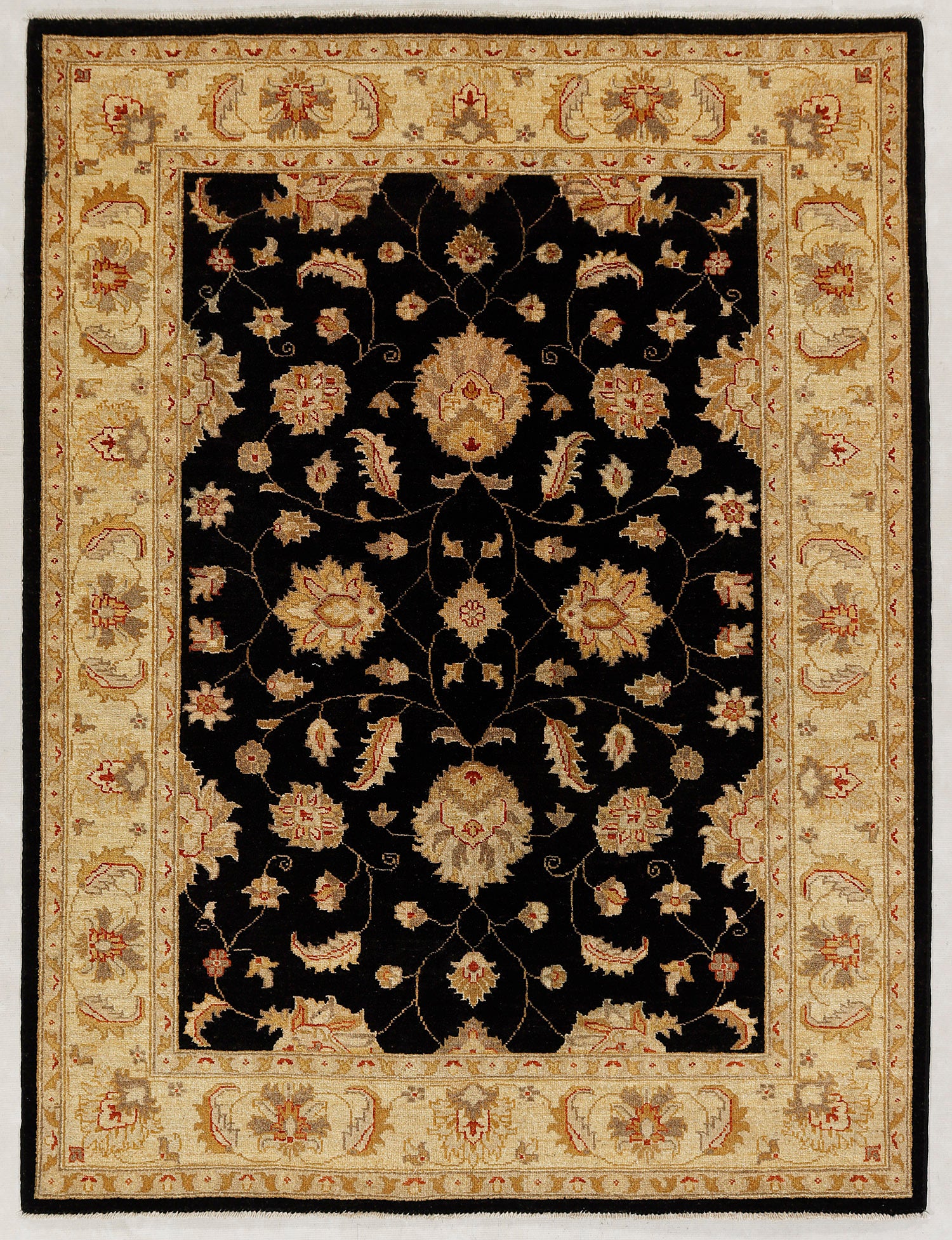 Ziegler Persian Hand Knotted Wool Rug Black 4'6" x 6'6"